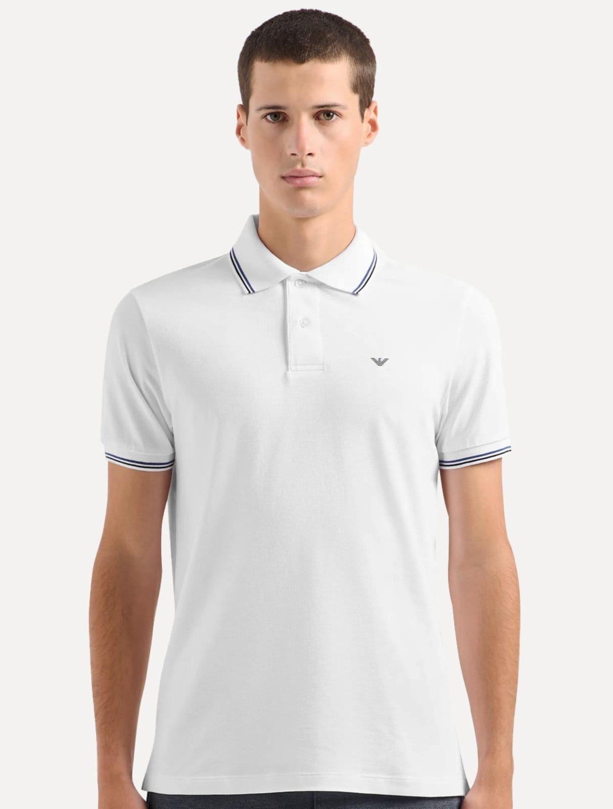 Vista principal Polo Empório Armani Masculina Essential Friso Branca Emporio Armani branco
