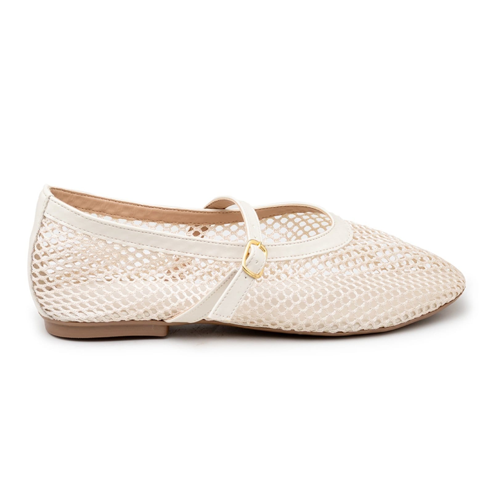 Vista 2 Sapatilha Boneca em Tela com Tira de Fivela 5400 Off White Flor da Pele off-white white