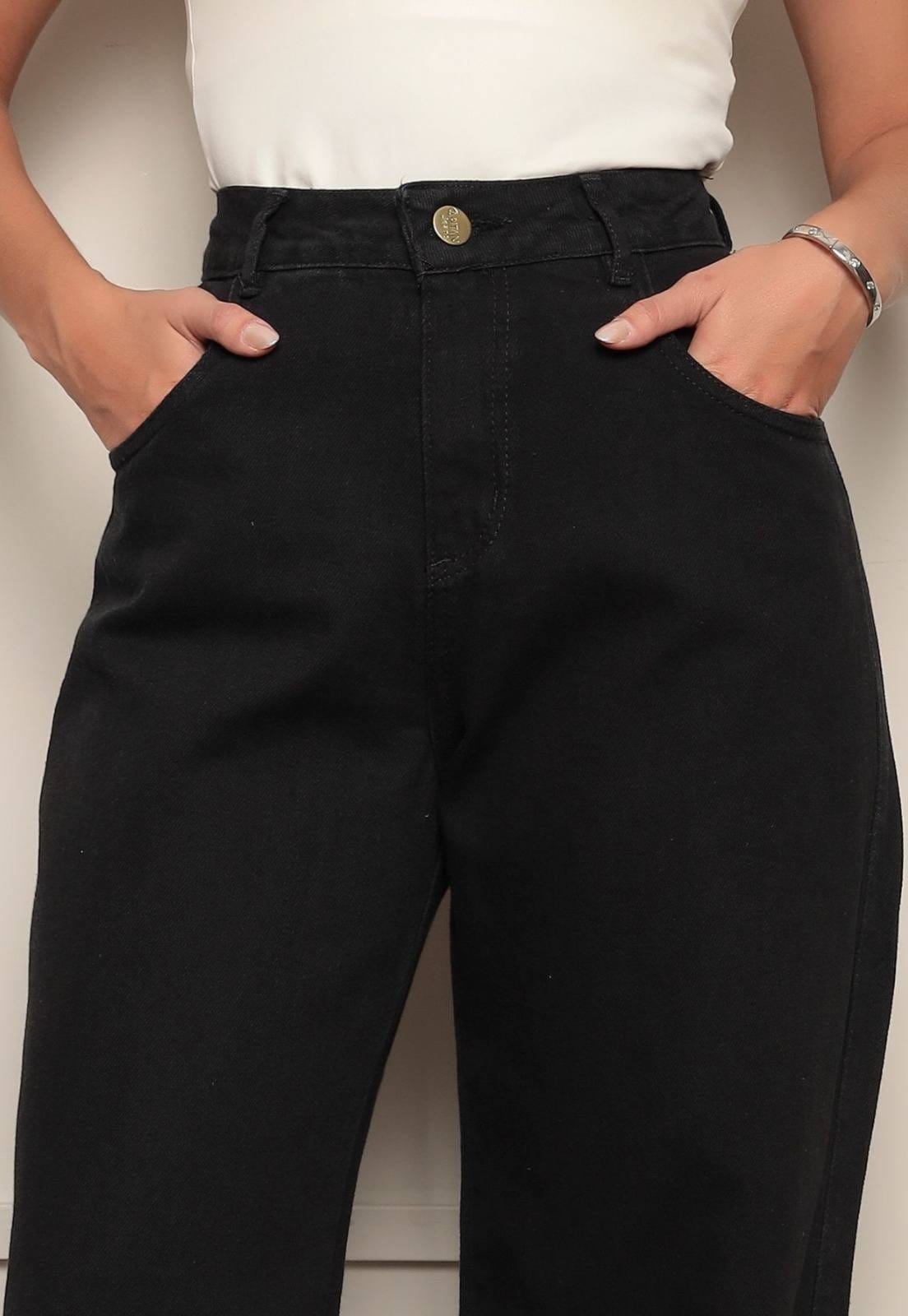 Vista 2 Calça Wide Leg Feminina Ethereal Jeans Conforto e Estilo na Cor Ethereal Jeans preto