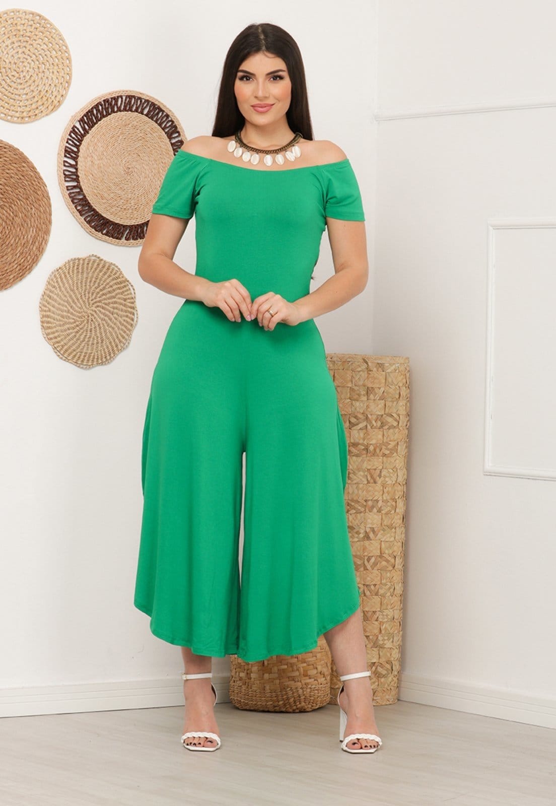 Vista 2 Macacão Ciganinha Pantacourt M/C B'Bonnie Layla Bandeira B'Bonnie verde