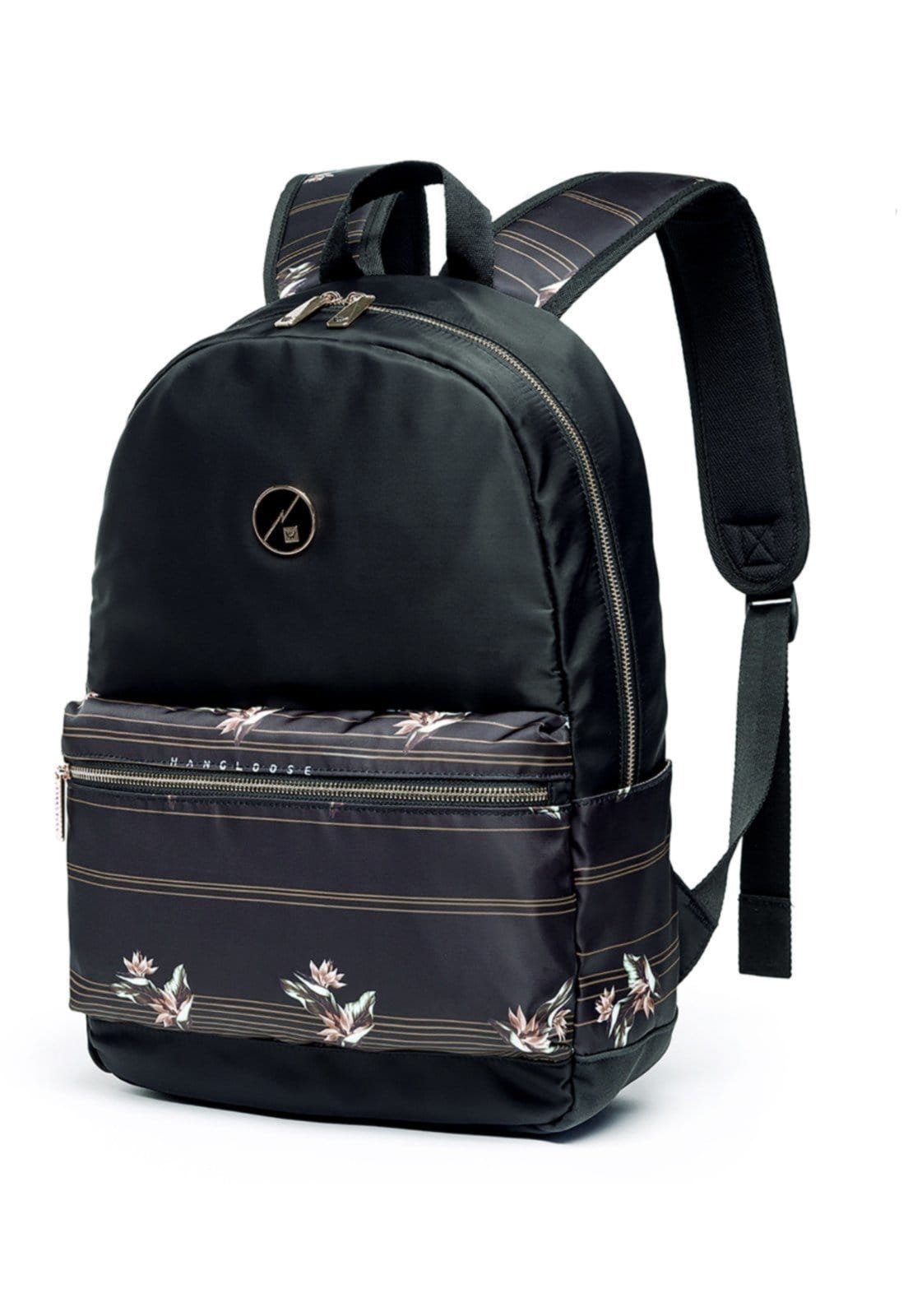 Vista 2 Kit Mochila Hang Loose Feminina Escolar + Estojo Resistente Hang Loose preto