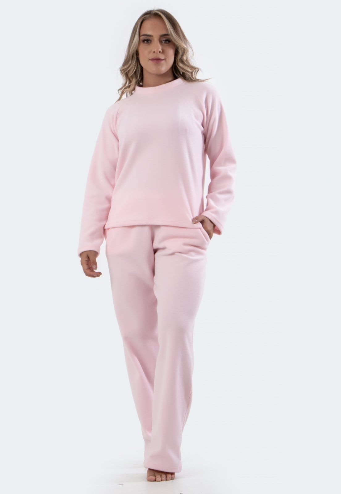 Vista principal Pijama Feminino Diluxo Soft Longo Inverno Plush Super Conforto Diluxo rosa