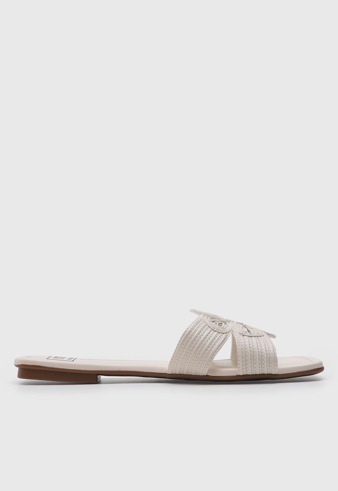 Vista 2 Rasteira Feminina Moleca Tiras Texturizadas Off-White MOLECA off-white white