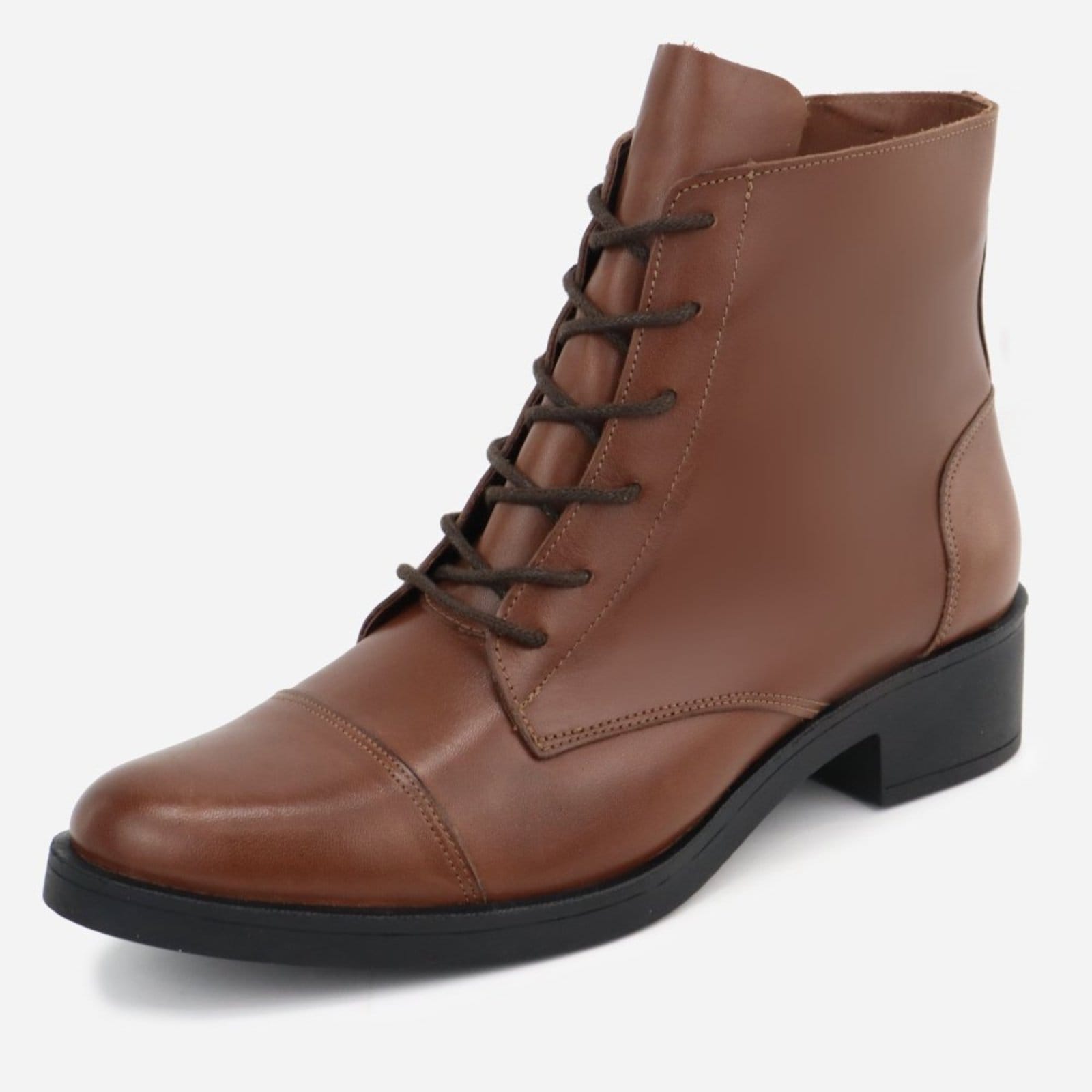 Bota Casual Feminina Couro Versátil Amarrar Conforto Maria Paula Moda Cacau