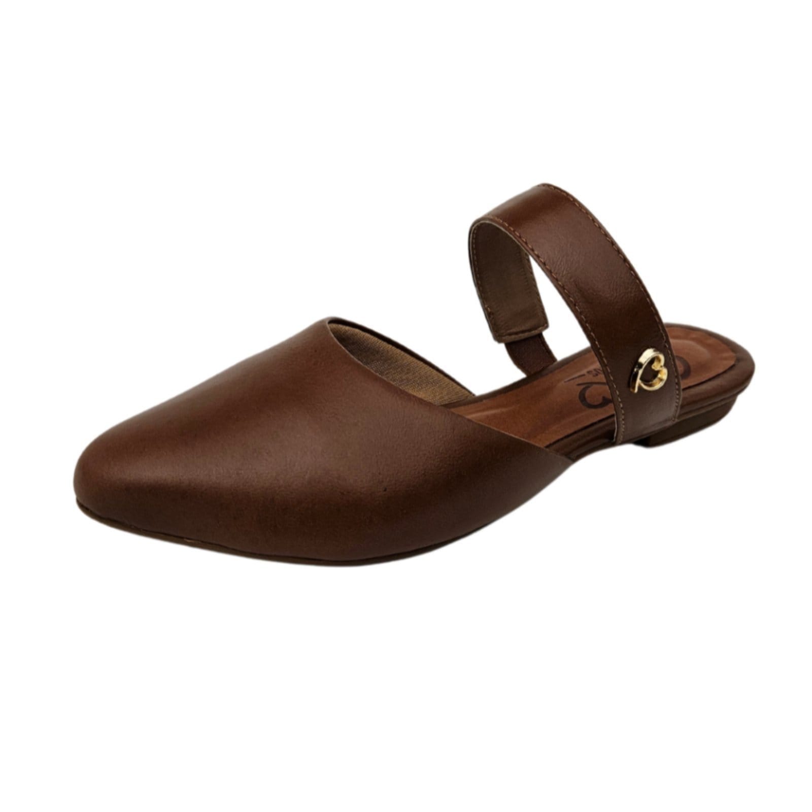 Vista principal Mule em Couro Amo Calçados Vivian Amêndoa Amo Calçados marrom