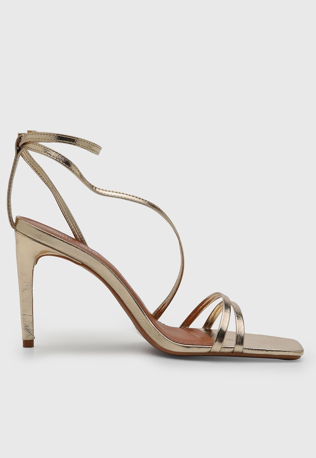 Vista 2 Sandália Feminina Santa Lolla Salto Fino Dourada Santa Lolla dourado