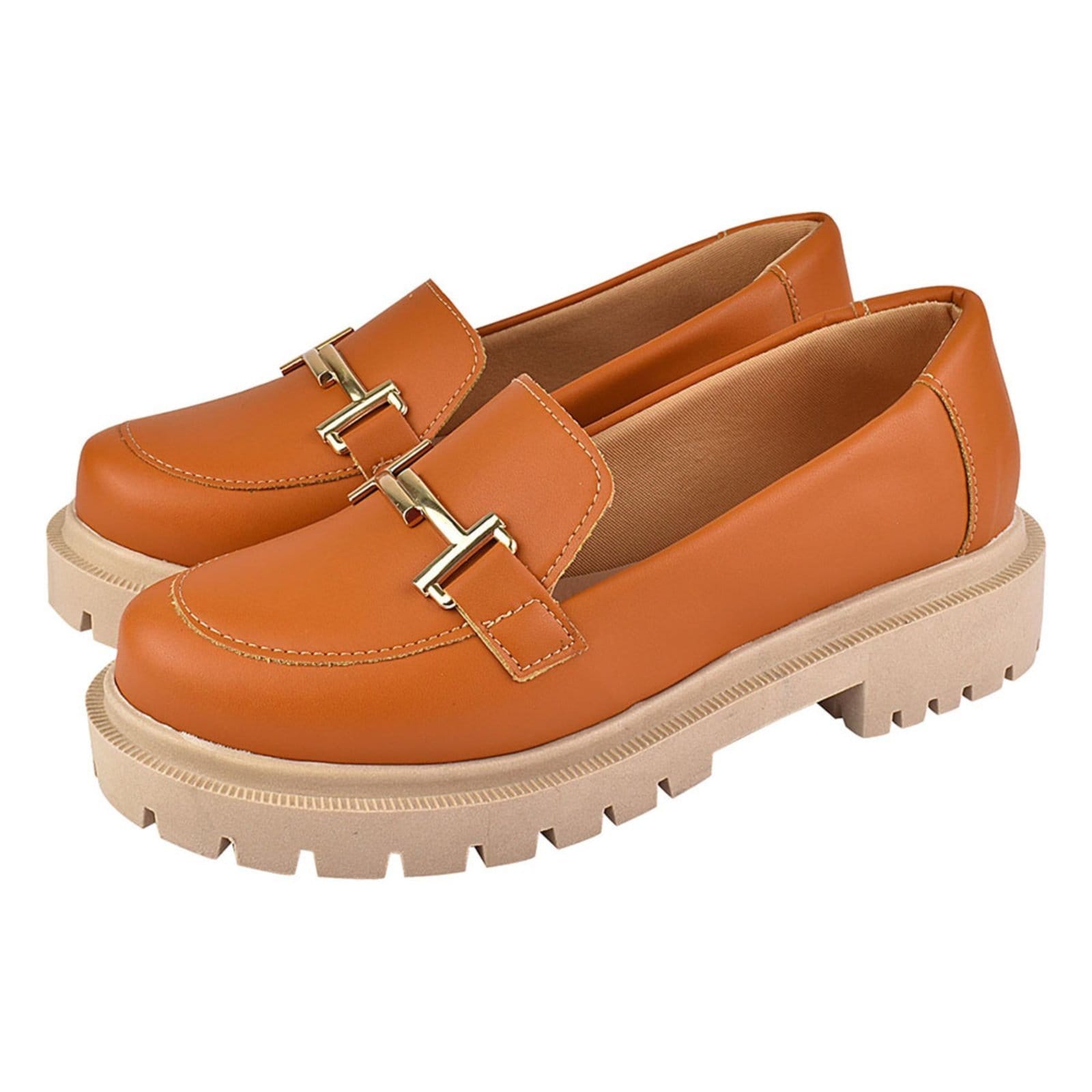 Sapato Feminino Mocassim Tratorado CM Calçados Bico Redondo Confort