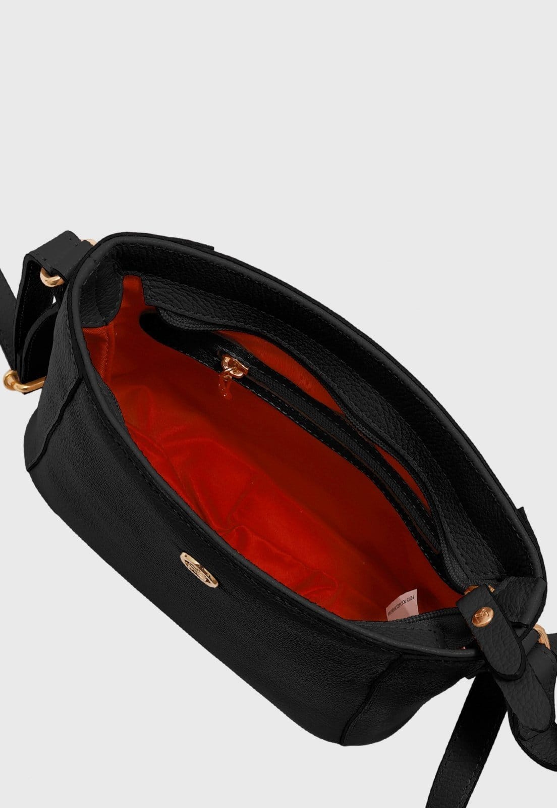 Vista 2 Bolsa Transversal Couro Mariart Mini Jasmim Preta Mariart preto