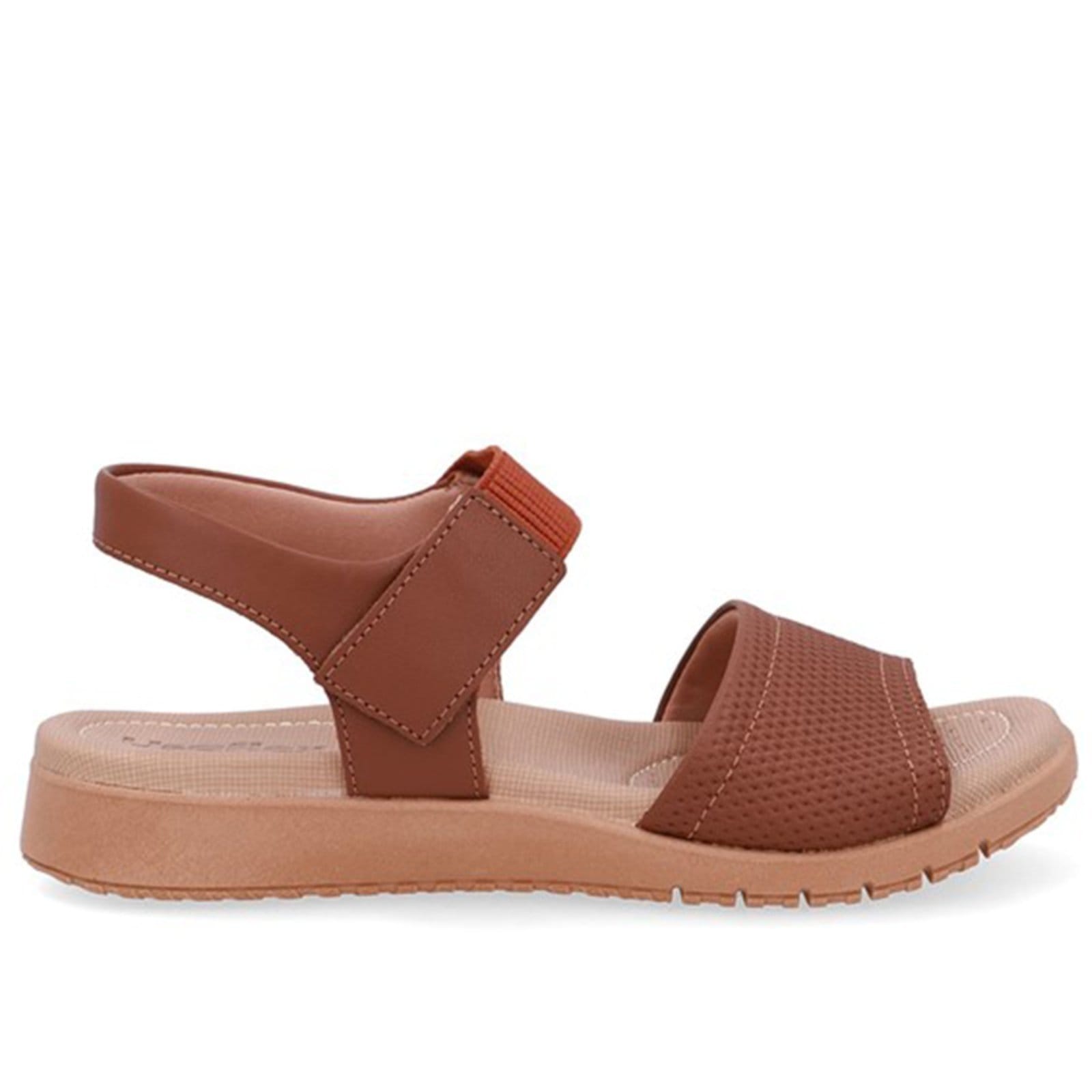 Sandália Salto Baixo Couro Fecho-Flex Usaflex canela - 003