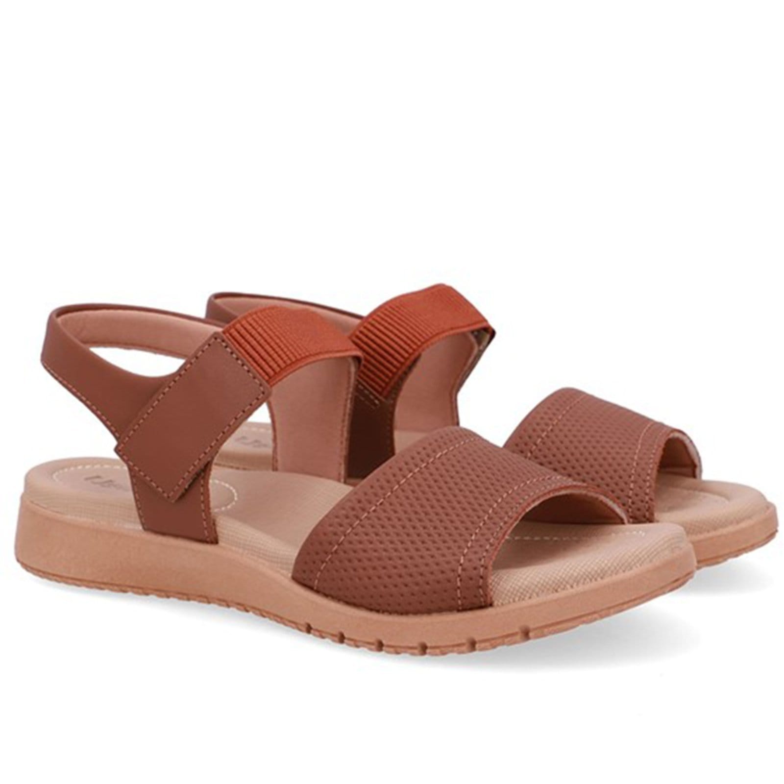 Vista 2 Sandália Salto Baixo Couro Fecho-Flex Usaflex canela - 003 Usaflex marrom