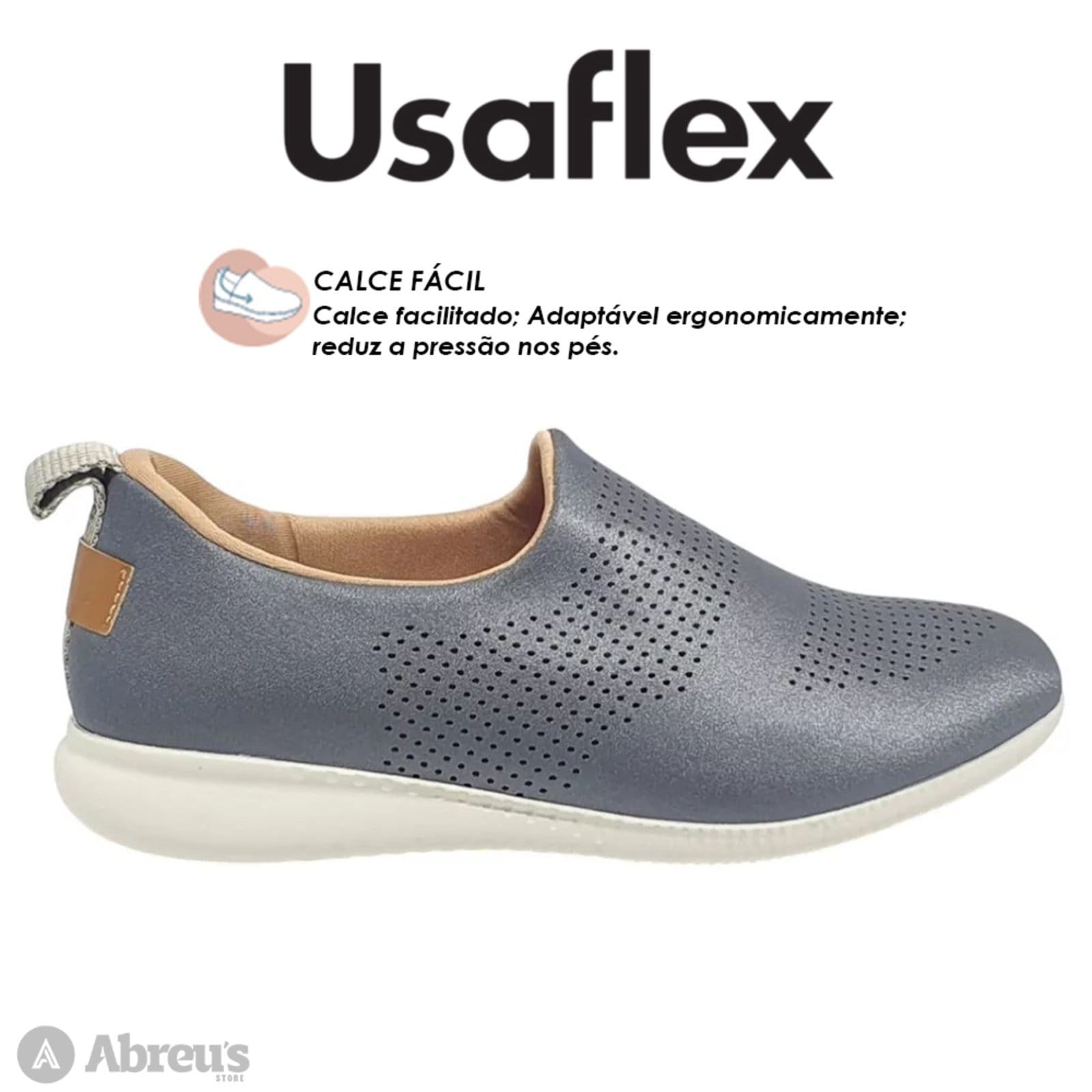 Vista 2 Tênis Moda Feminino Casual Usaflex Slip On Muito Confortavel Grafite Usaflex cinza