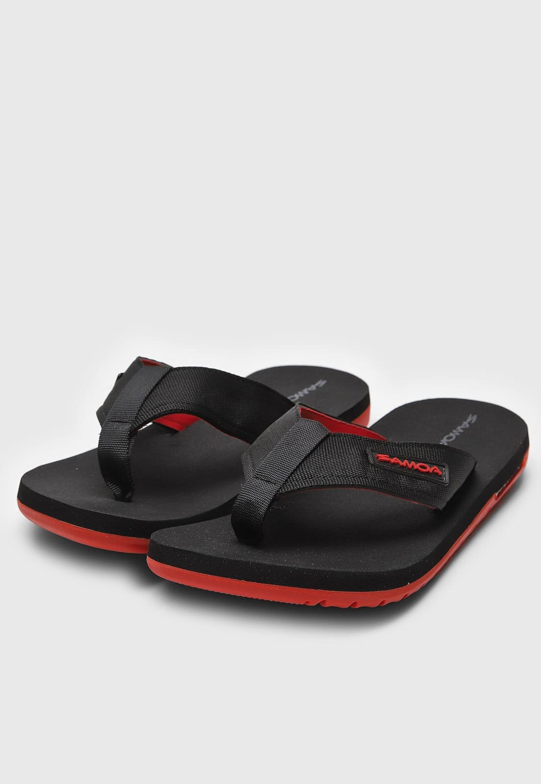 Vista 2 Chinelo Samoa Dedo Tiras Largas e Vermelho Samoa preto