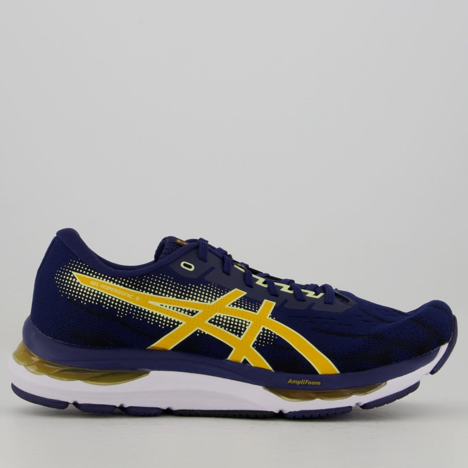 Vista principal Tênis Asics Gel Hypersonic 5 Marinho e Amarelo ASICS azul marinho