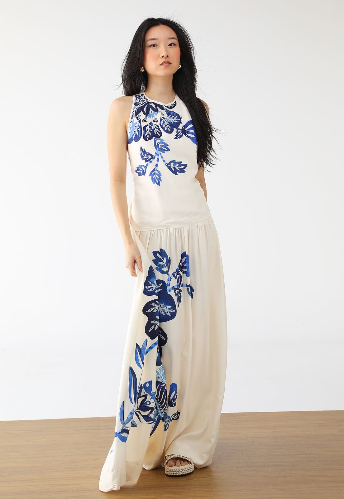 Vista principal Vestido FARM Longo Paraiso Off-White FARM off-white white