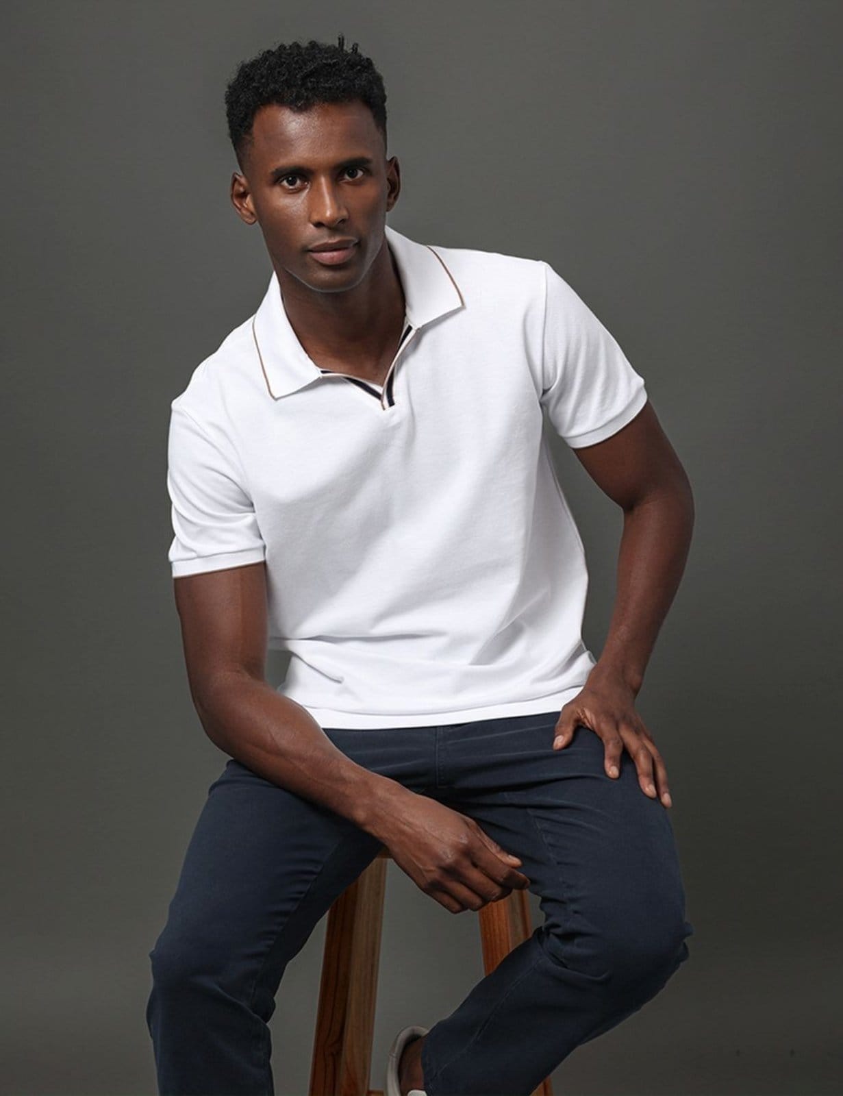 Vista 2 Polo Masculina Listras Calvin Klein Jeans Calvin Klein Jeans branco