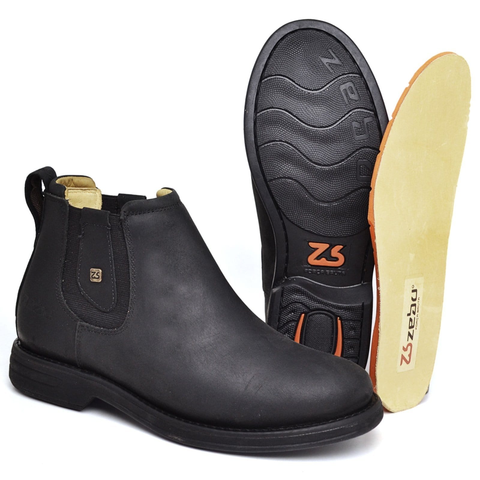 Vista 2 Bota Botina Zebu 59080 Country Masculina Original Relaxado preto