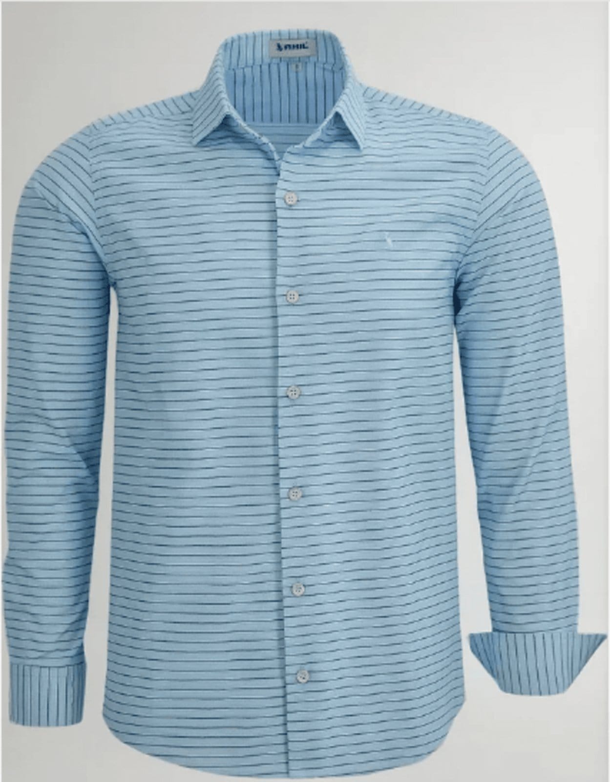 Camisa Social Amil Listrada Andor Algodão Fácil de Passar Macia M/Longa Luxo