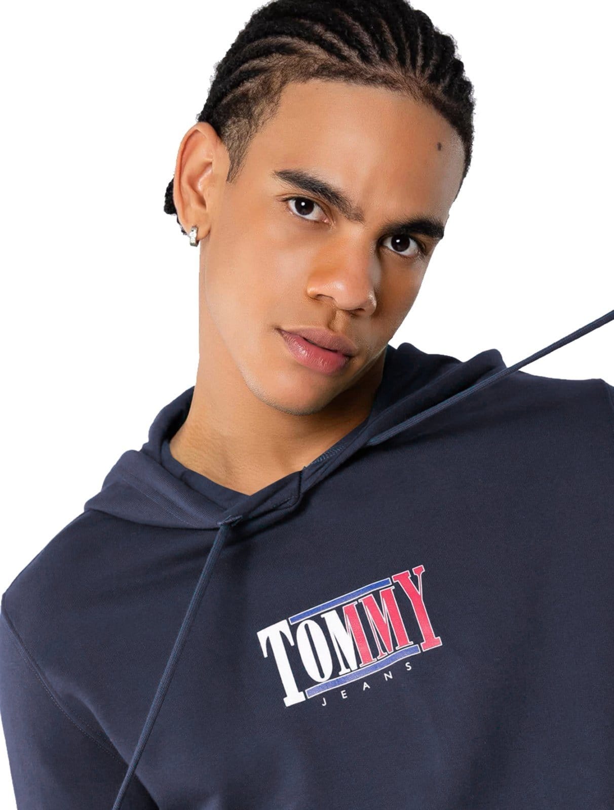 Vista 2 Moletom Tommy Jeans Masculino Regular Crewneck Essential Graphic Hoodie Tommy Jeans azul marinho