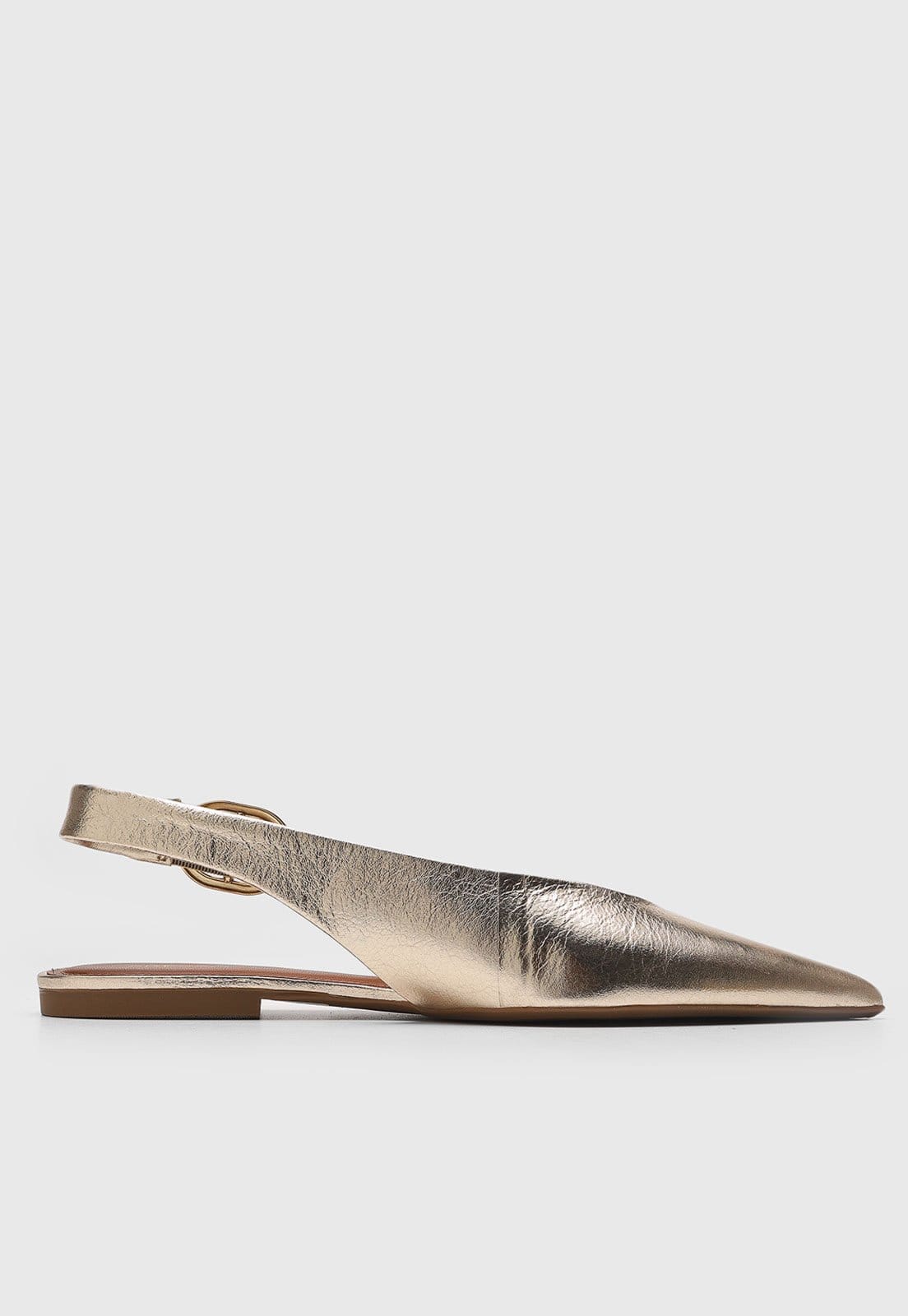 Vista 2 Sapatilha Feminina Arezzo Slingback Bico Fino Dourada Arezzo dourado