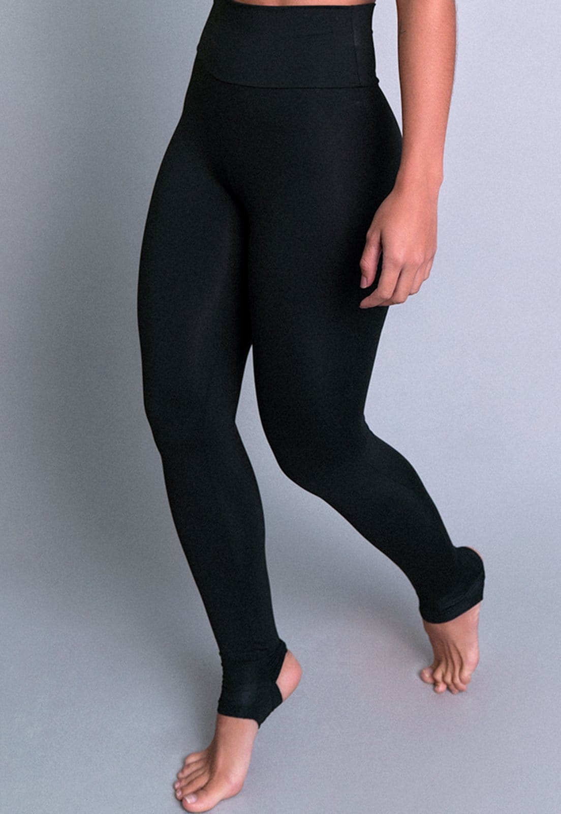 Vista 2 Calça Legging MVB Modas Pezinho Cintura Alta Preta Mvb Modas preto