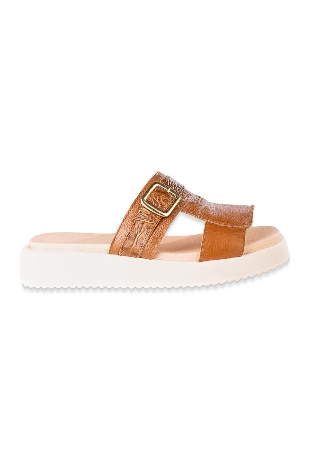 Vista 2 Papete de couro feminina detalhe de fivela Sienna Andrea Vinci caramelo