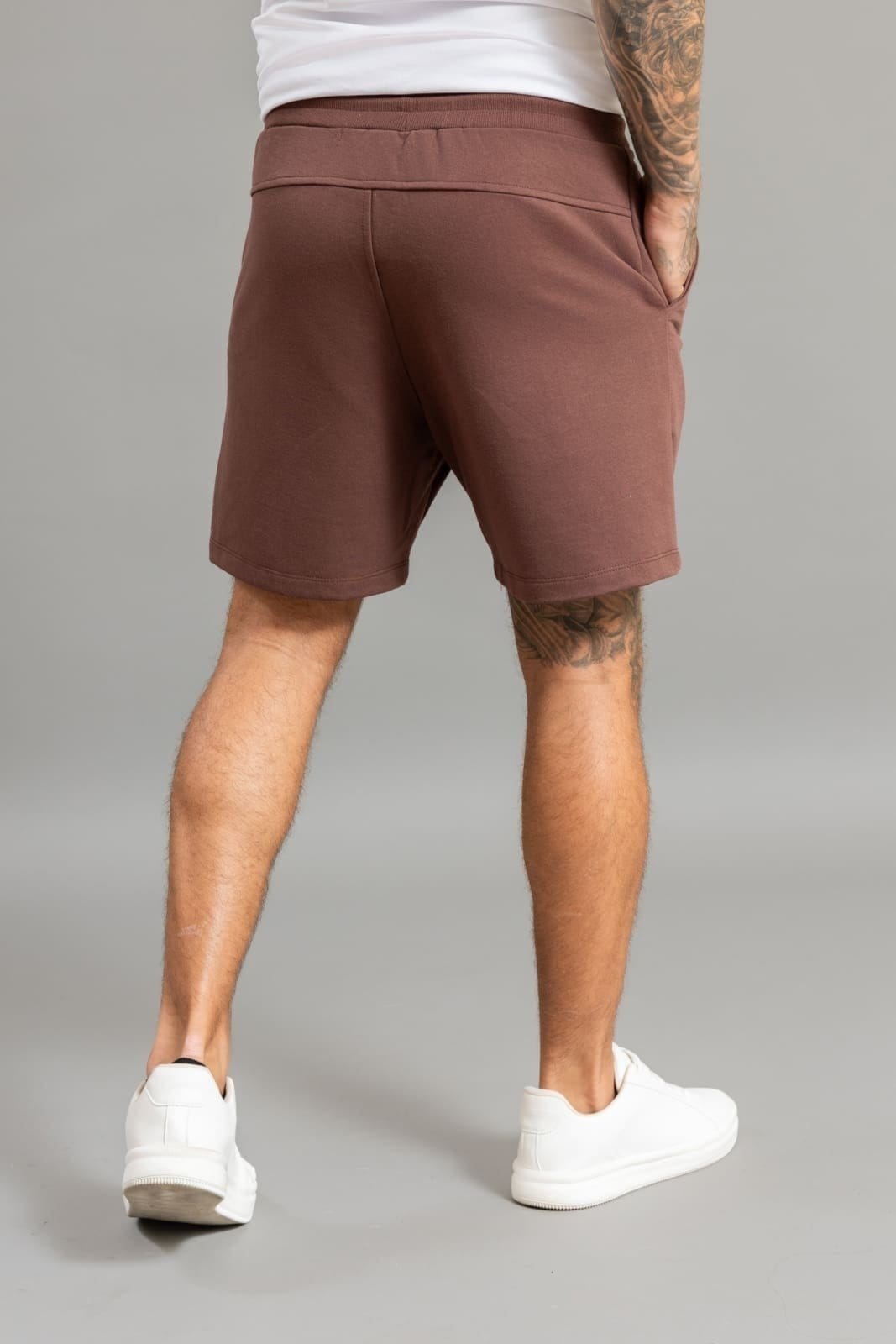 Vista 2 Bermuda Moletom Masculina Com Elástico e Cordão Dialogo Cafe Dialogo Jeans café