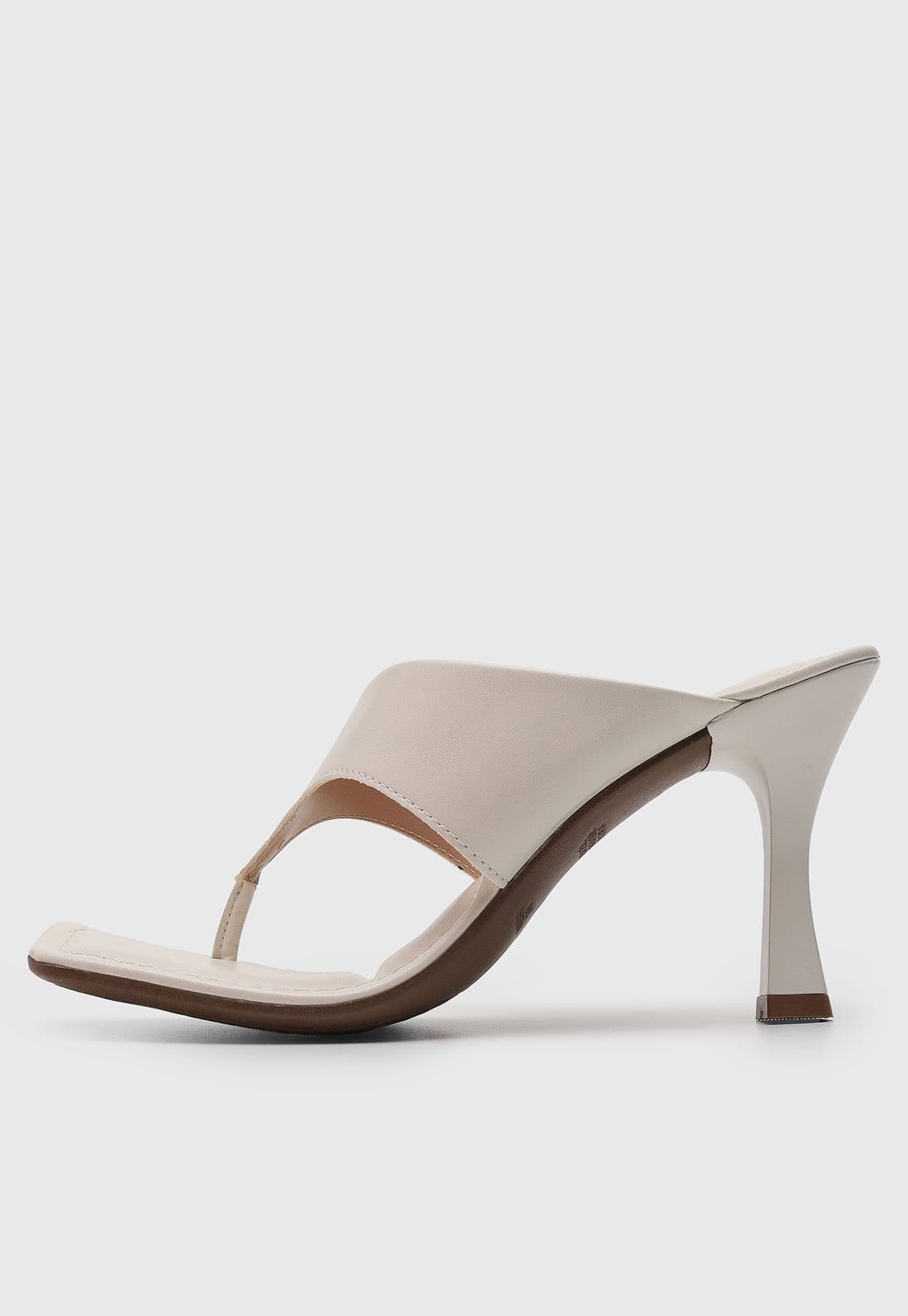 Sandália Feminina VIA UNO Salto Médio Bico Quadrado Off-White