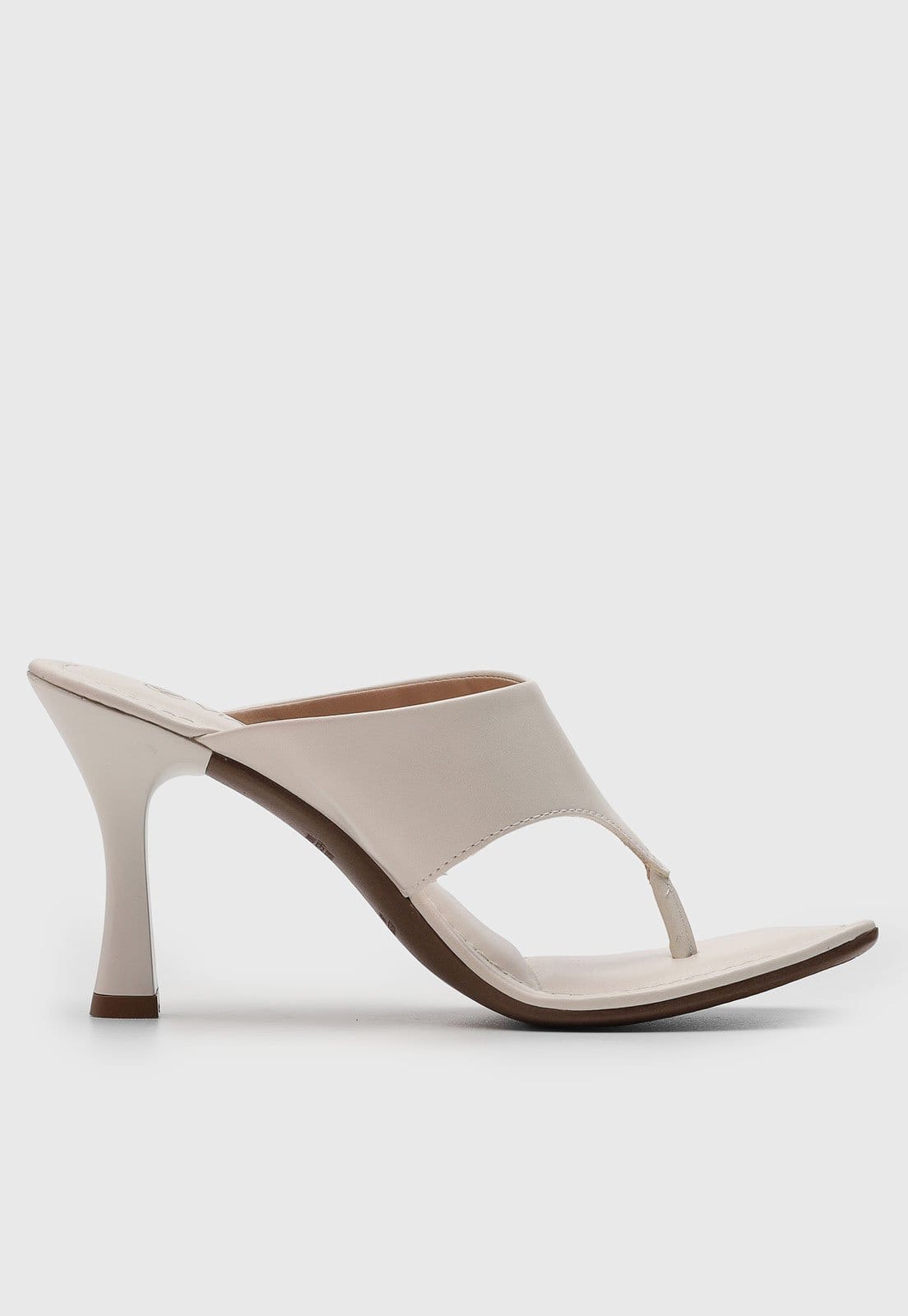 Vista 2 Sandália Feminina VIA UNO Salto Médio Bico Quadrado Off-White VIA UNO off-white white