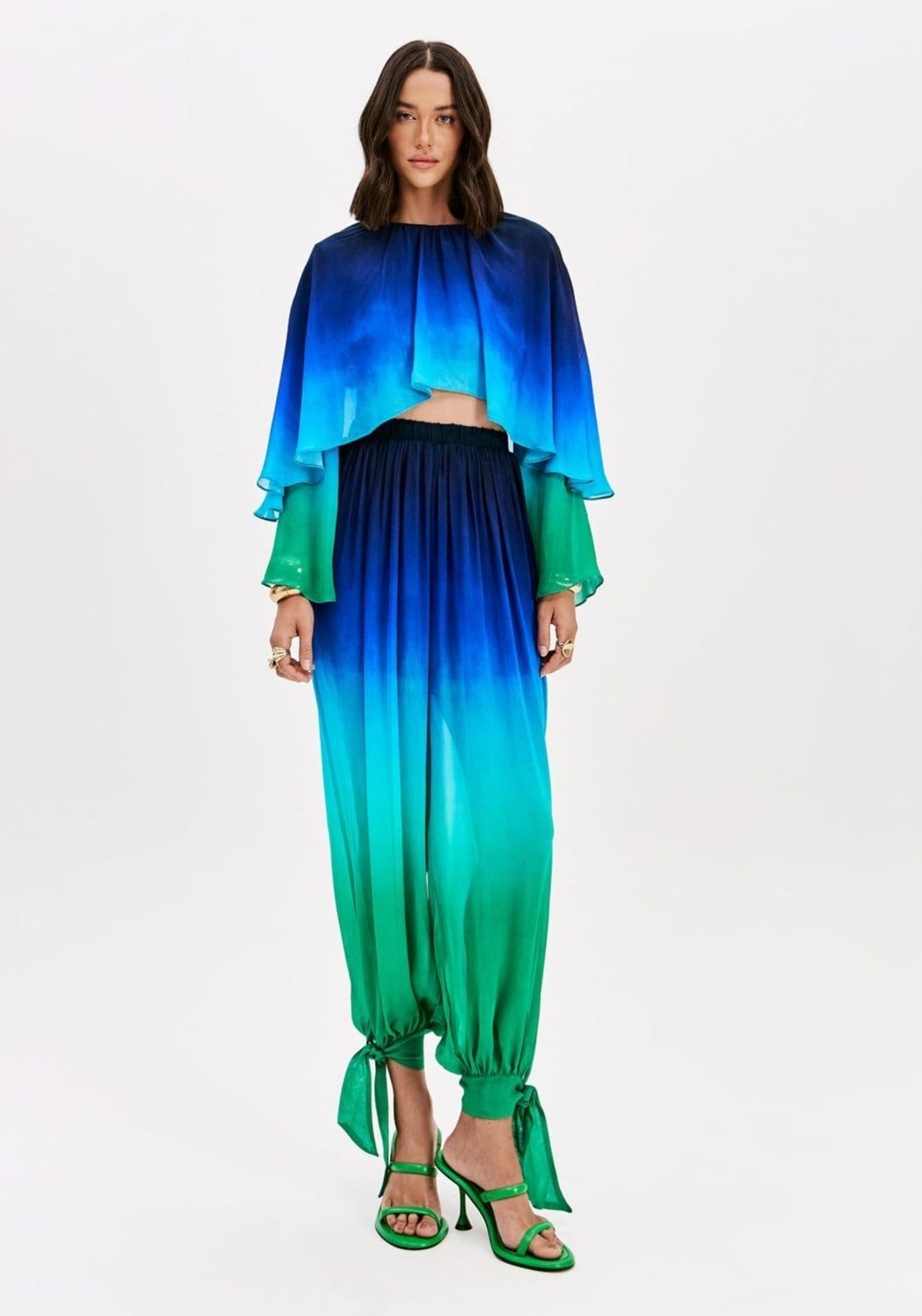 Calça Alladin Estampada Cintura Alta