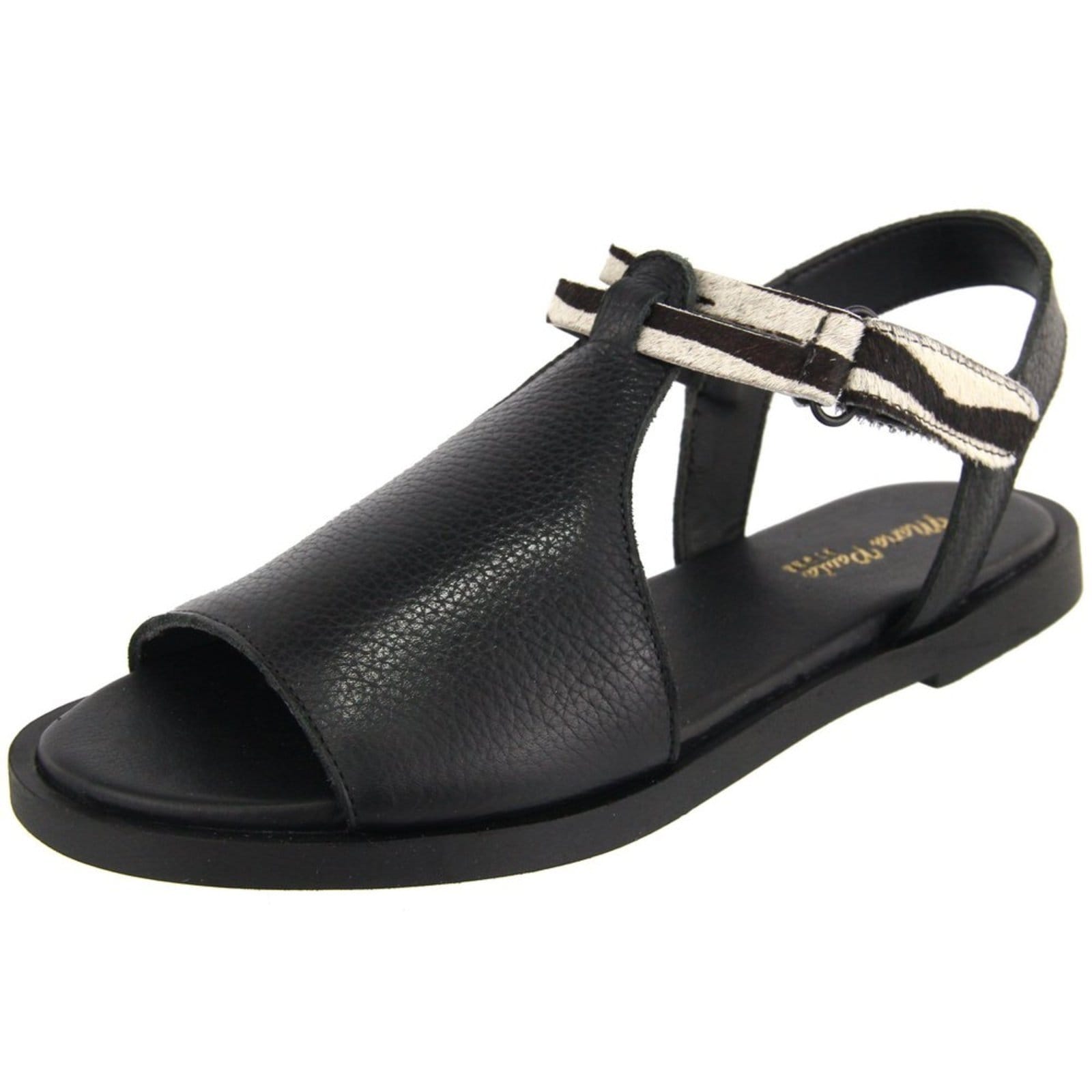 Sandália Rasteira Feminina em Couro Palmilha Extra Conforto Maria Paula Zebra