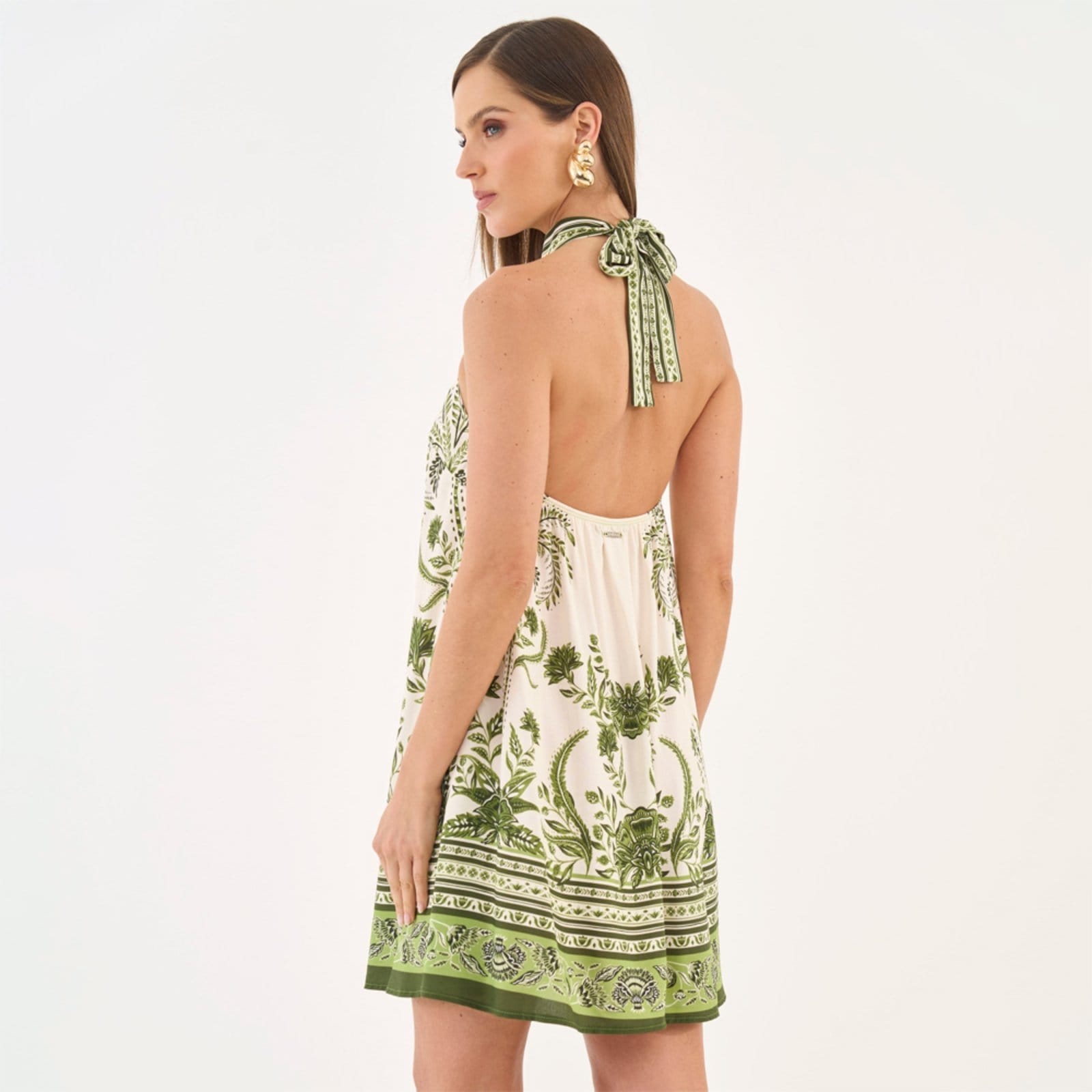 Vista 2 Vestido Curto Colcci Estampa Ou26 Off White Feminino Colcci amarelo white