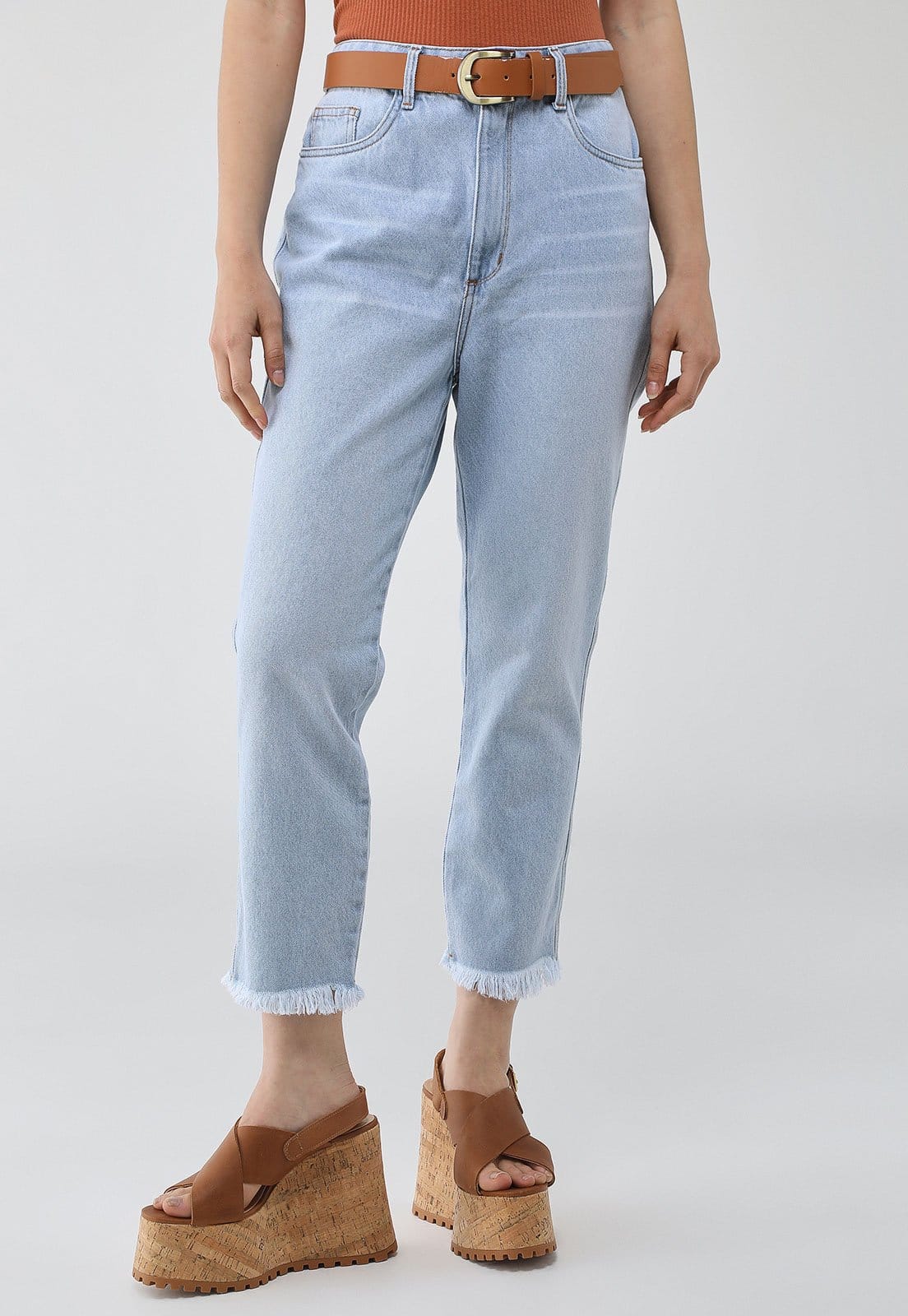 Vista principal Calça Jeans Lança Perfume Luna Mom Super High Claro Lança Perfume azul