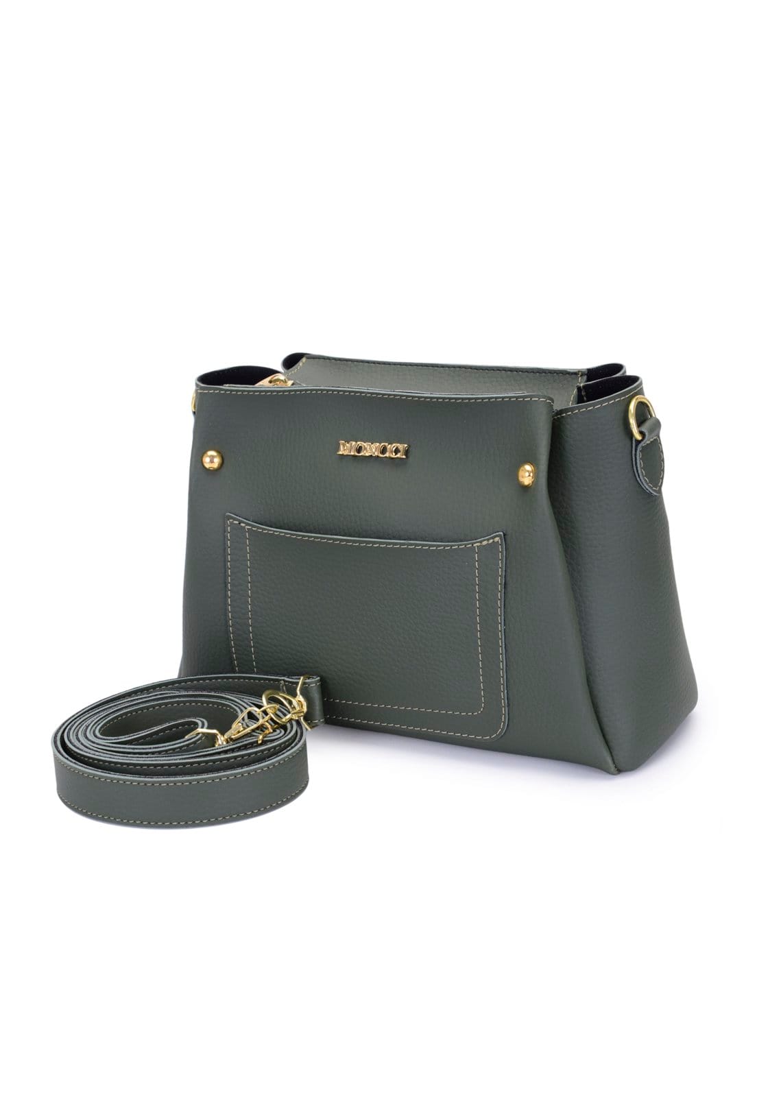 Vista principal Bolsa Feminina Pequena Moncci Alça Trasversal Militar MONCCI verde/verde militar verde
