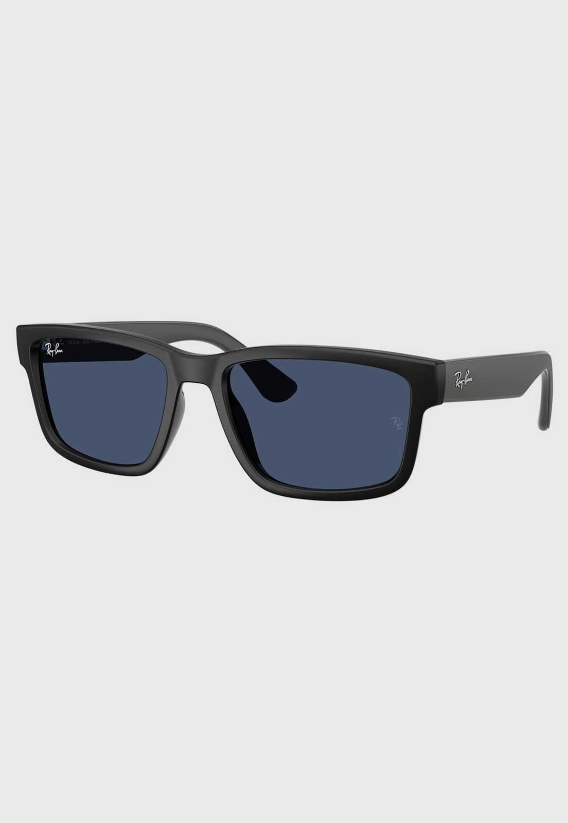 Óculos Masculino Ray-Ban Retangular Preto Lente Azul