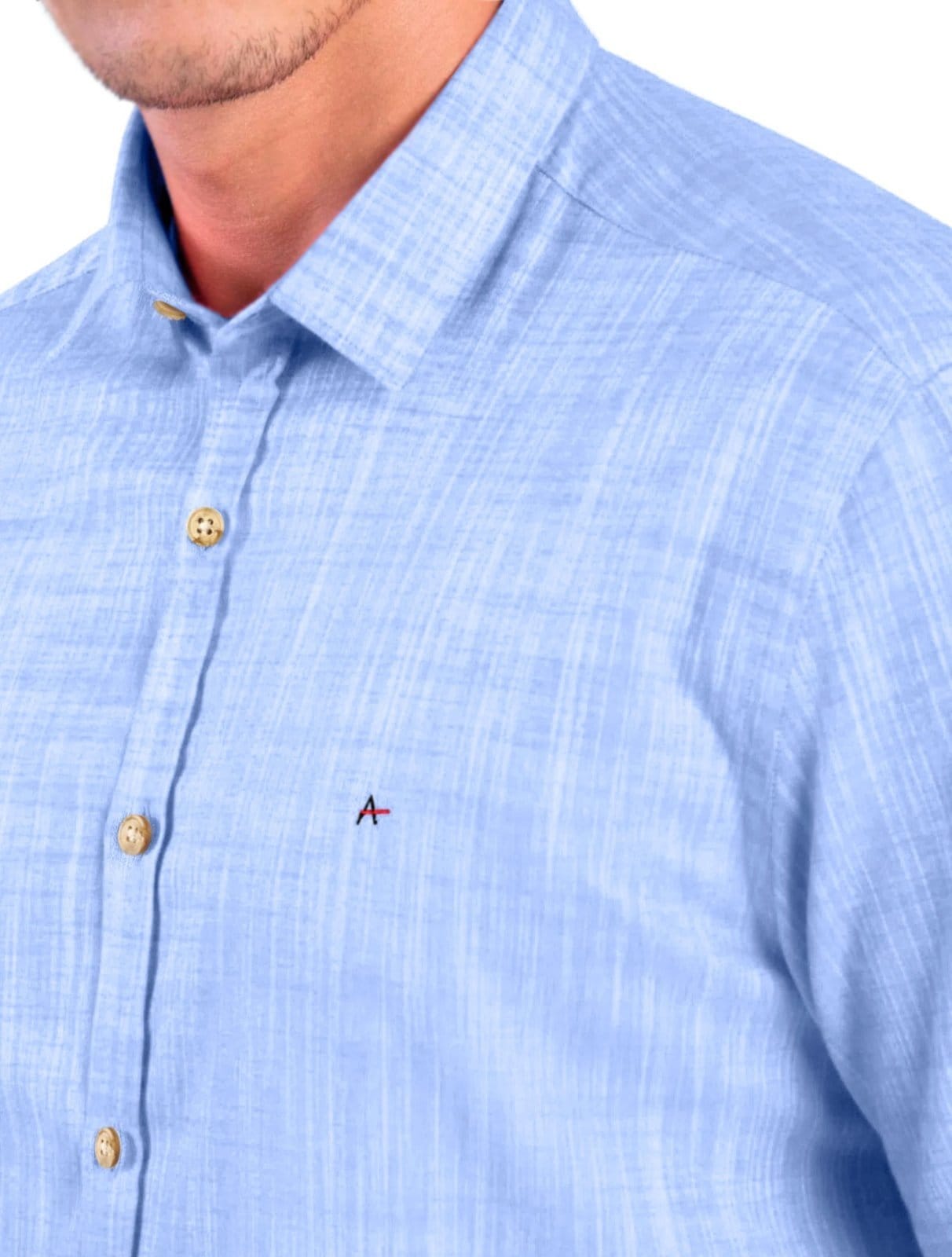 Vista 2 Camisa Aramis Masculina Slim Manga Curta Flame Listrado Aramis azul