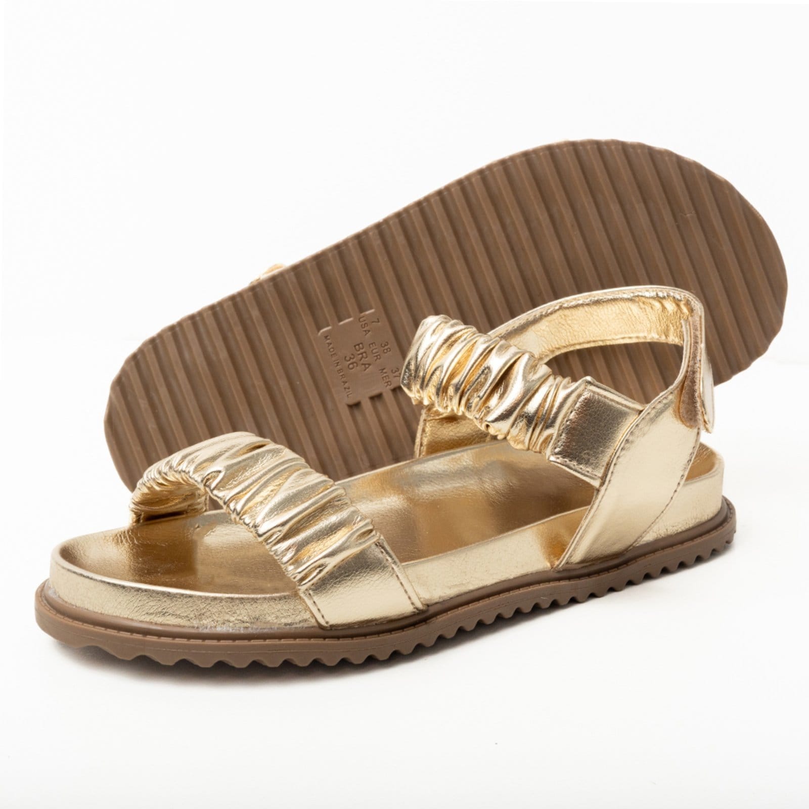 Vista 2 Papete Rasteira Sandalia Flat Ouro Light TELLINI STORE dourado