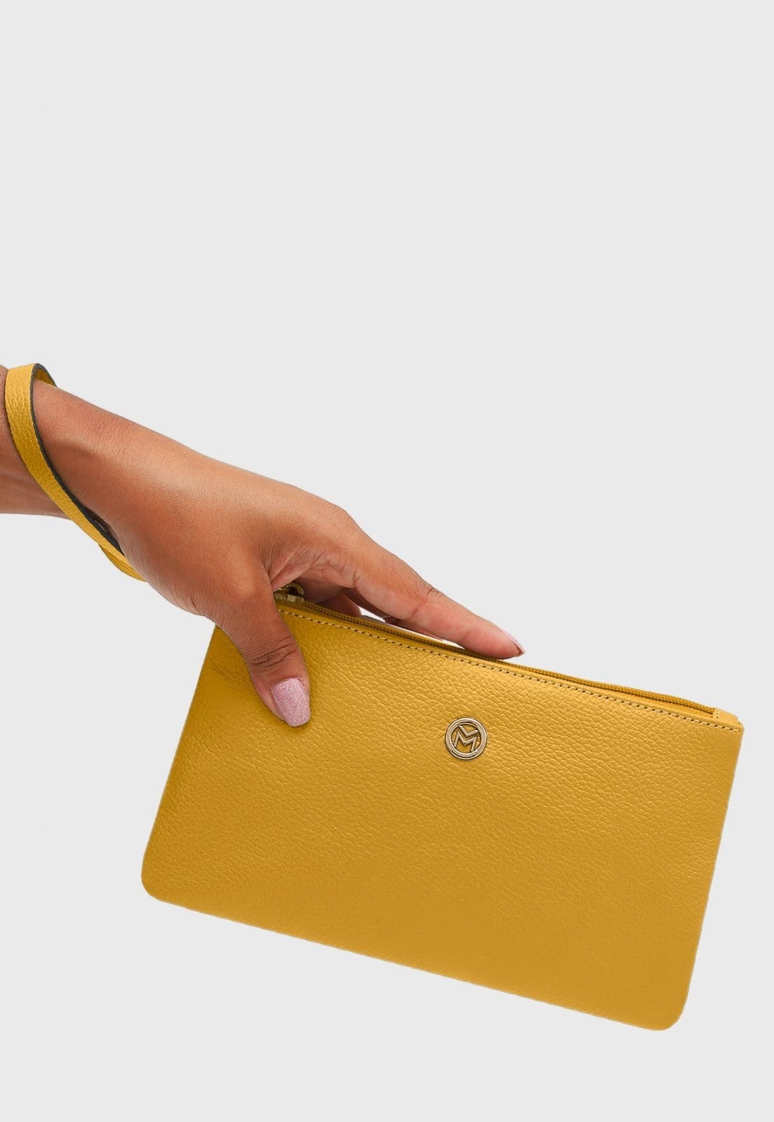Vista 2 Bolsa Carteira Clutch Couro Mariart Cambará Açafrão Mariart amarelo