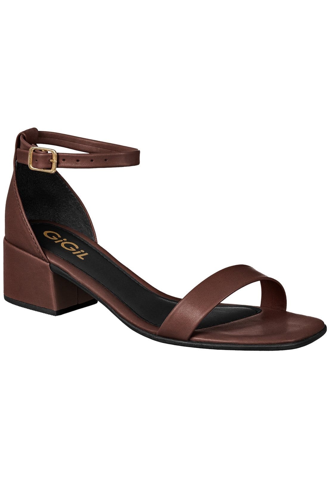 Sandália Feminina Salto Grosso GiGiL Casual Clássica Terra