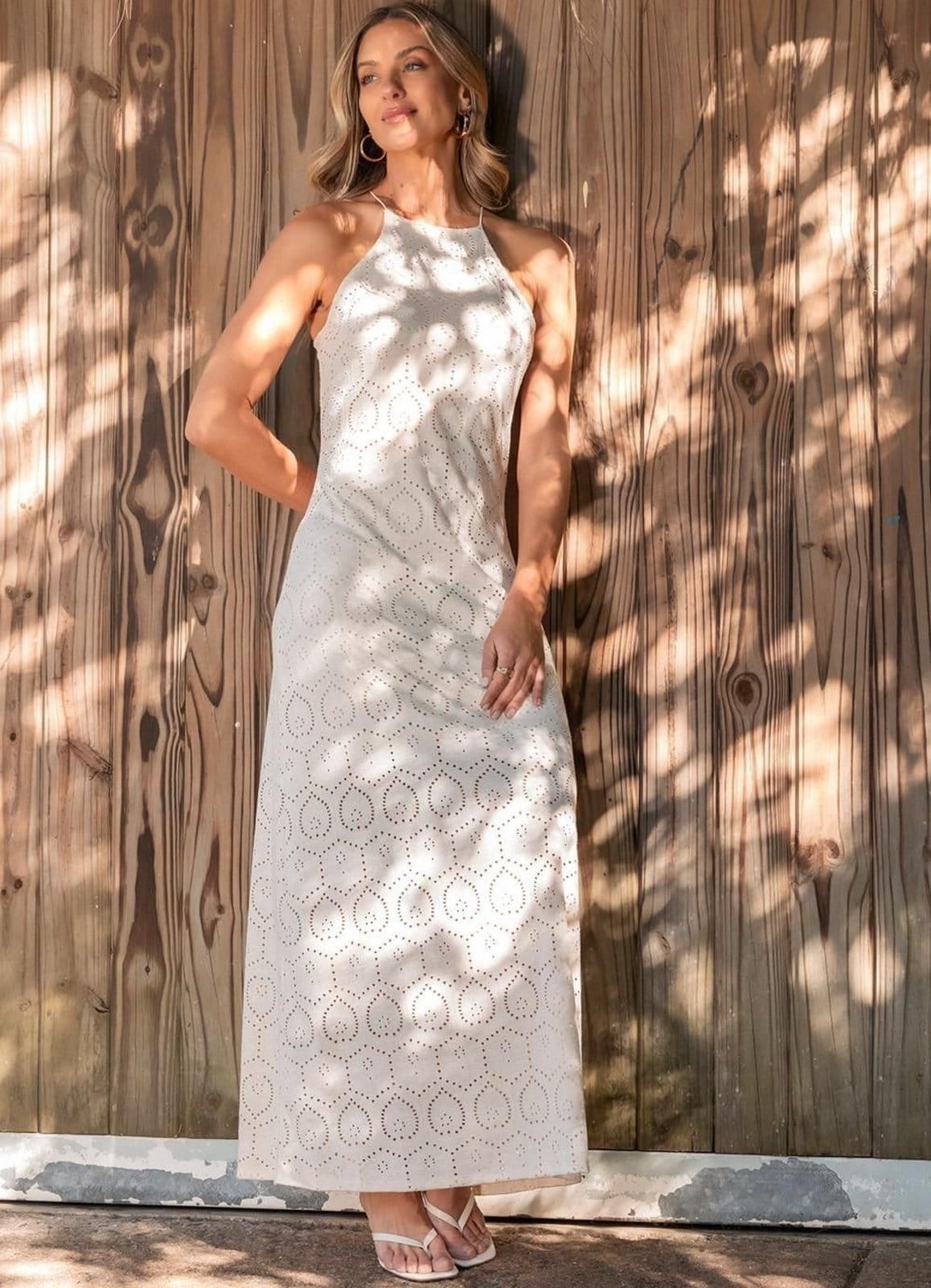 Vista principal Vestido Em Malha Laise Natural Quintess branco natural