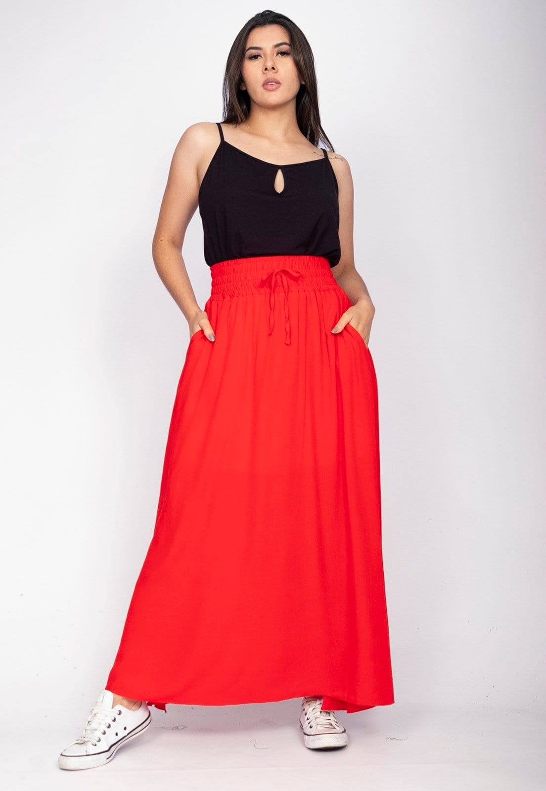 Vista 2 Saia Longa Amazonia Vital Viscose Vermelha Amazonia Vital vermelho