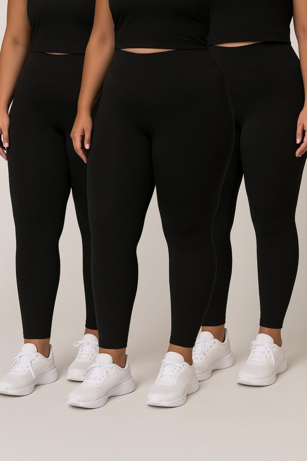 Kit Com 3 Calça Leggings Plus Size D Bell Outlet Fashion Cós Alto