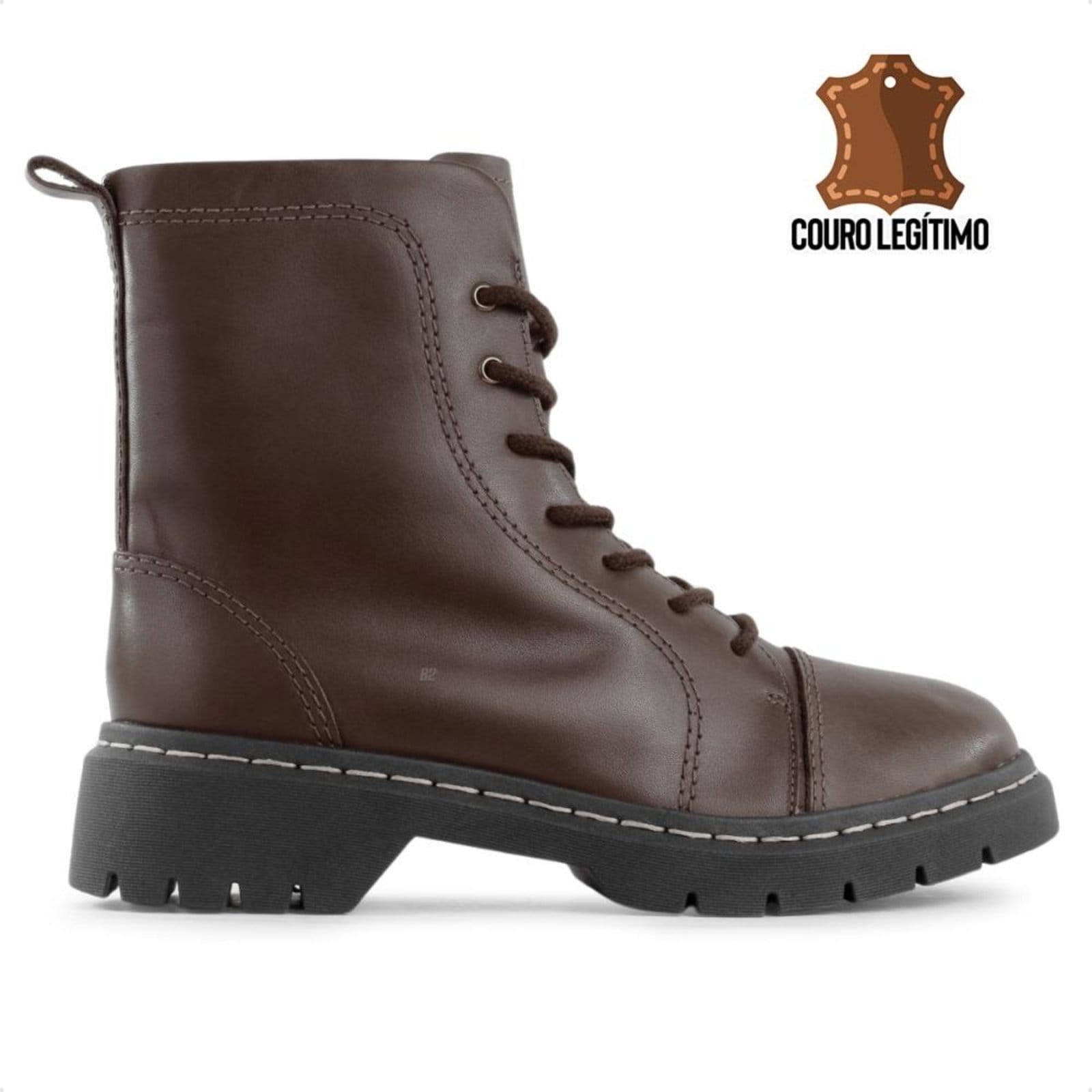 Vista principal Bota Coturno Usaflex Salto Plataforma Costura Enfeite Feminino Usaflex marrom