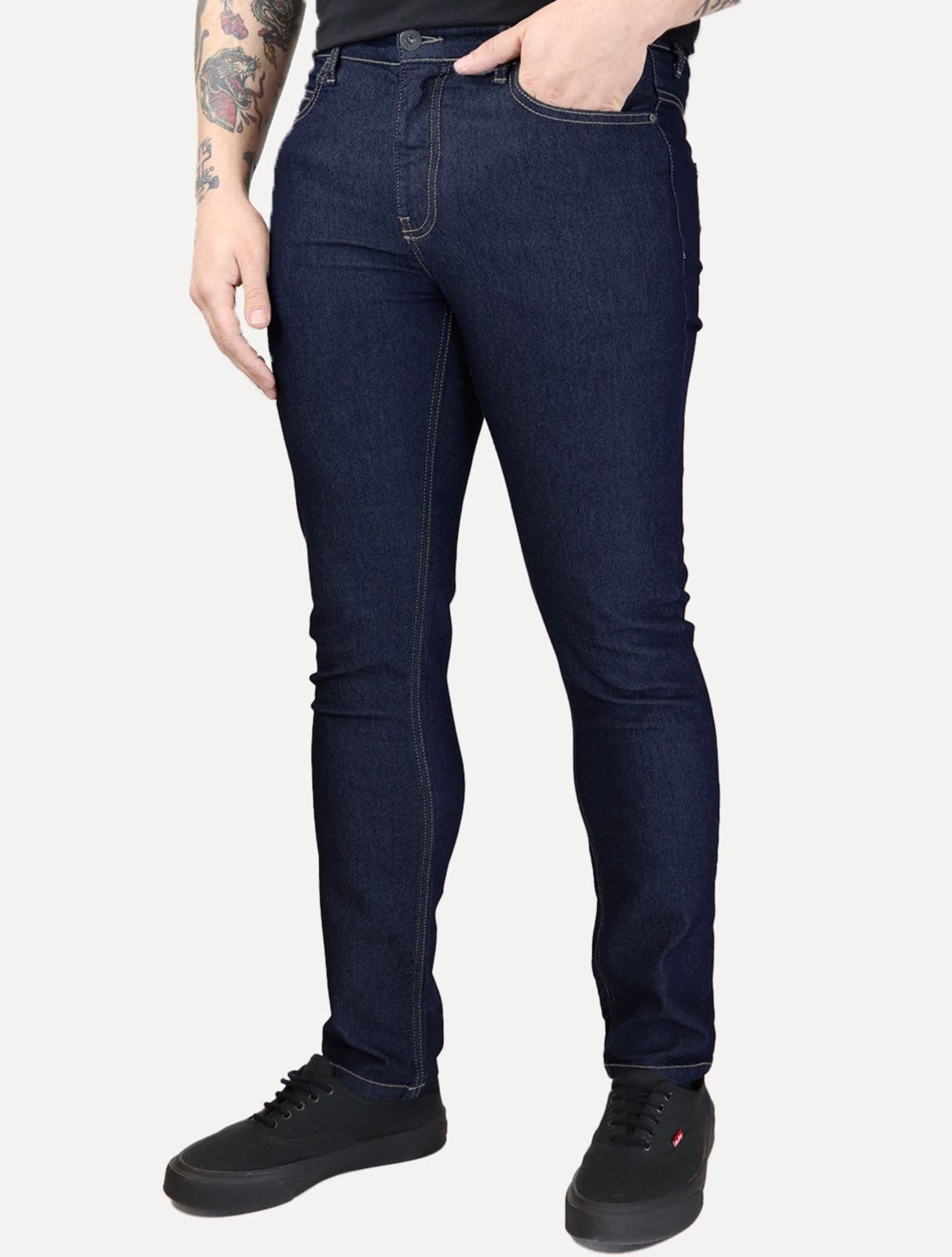 Vista principal Calça Reserva Jeans Masculina Slim Davi Denim Escura Reserva azul denim