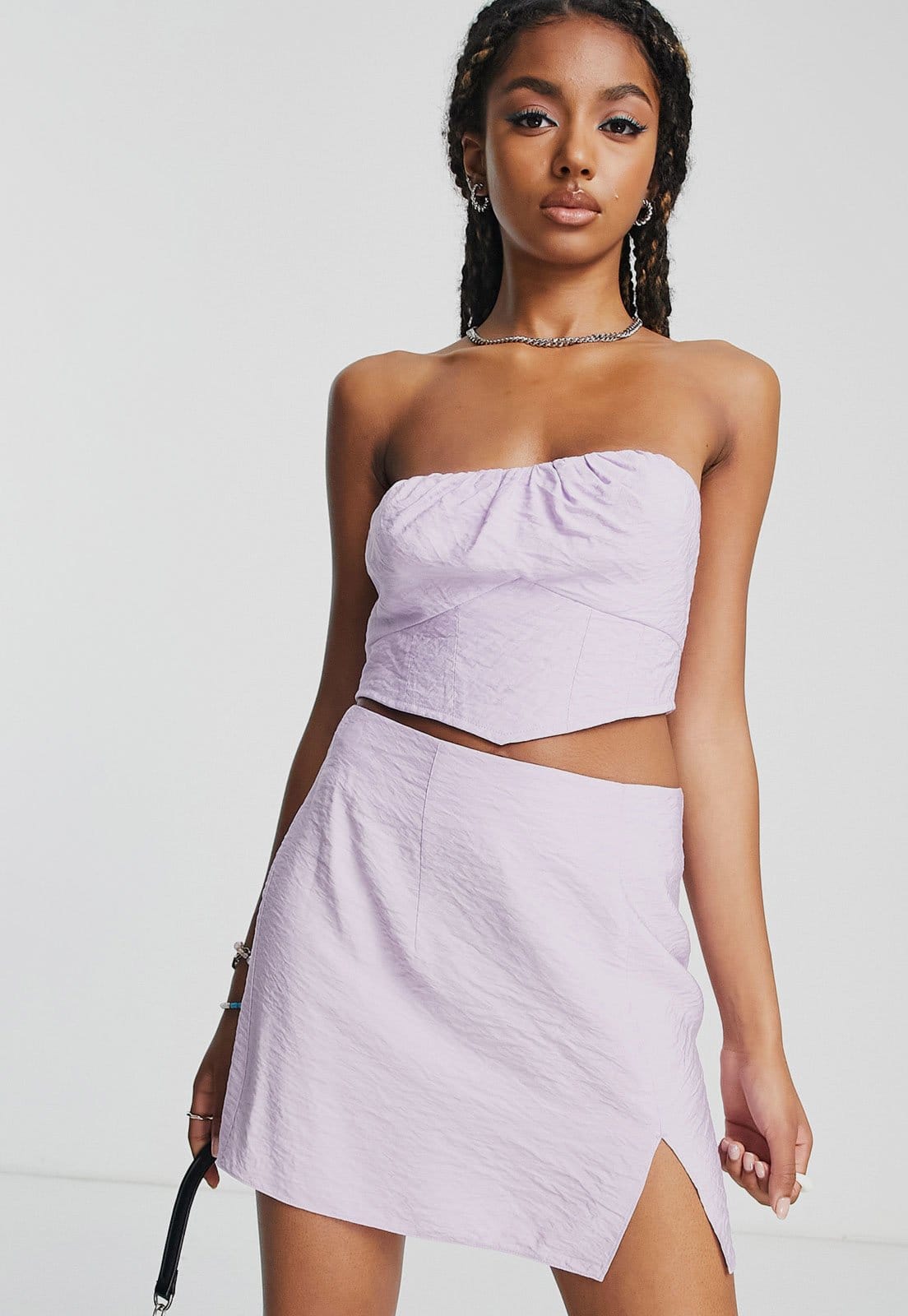 Vista principal Saia TOPSHOP Curta Fenda Lilás Topshop roxo