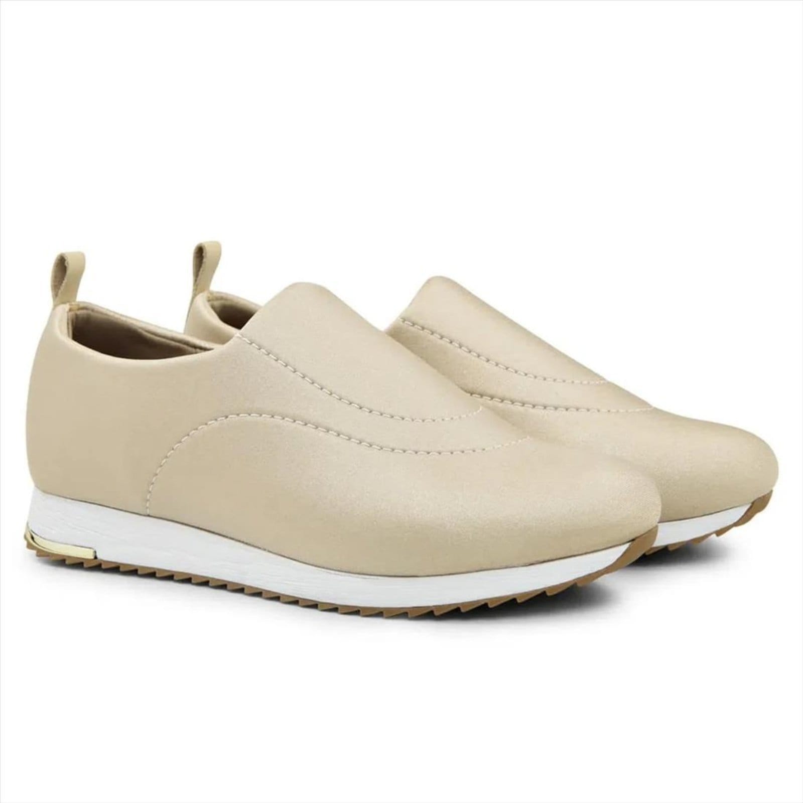 Vista 2 Tênis Usaflex Feminino Slip On Elastano UD21001 Usaflex bege