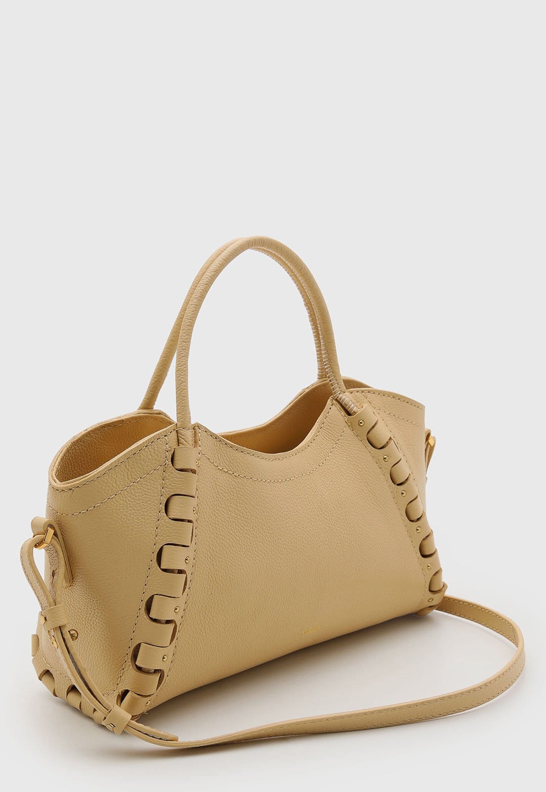 Vista 2 Bolsa Feminina Arezzo Média Detalhe Trançado Natural Arezzo bege natural