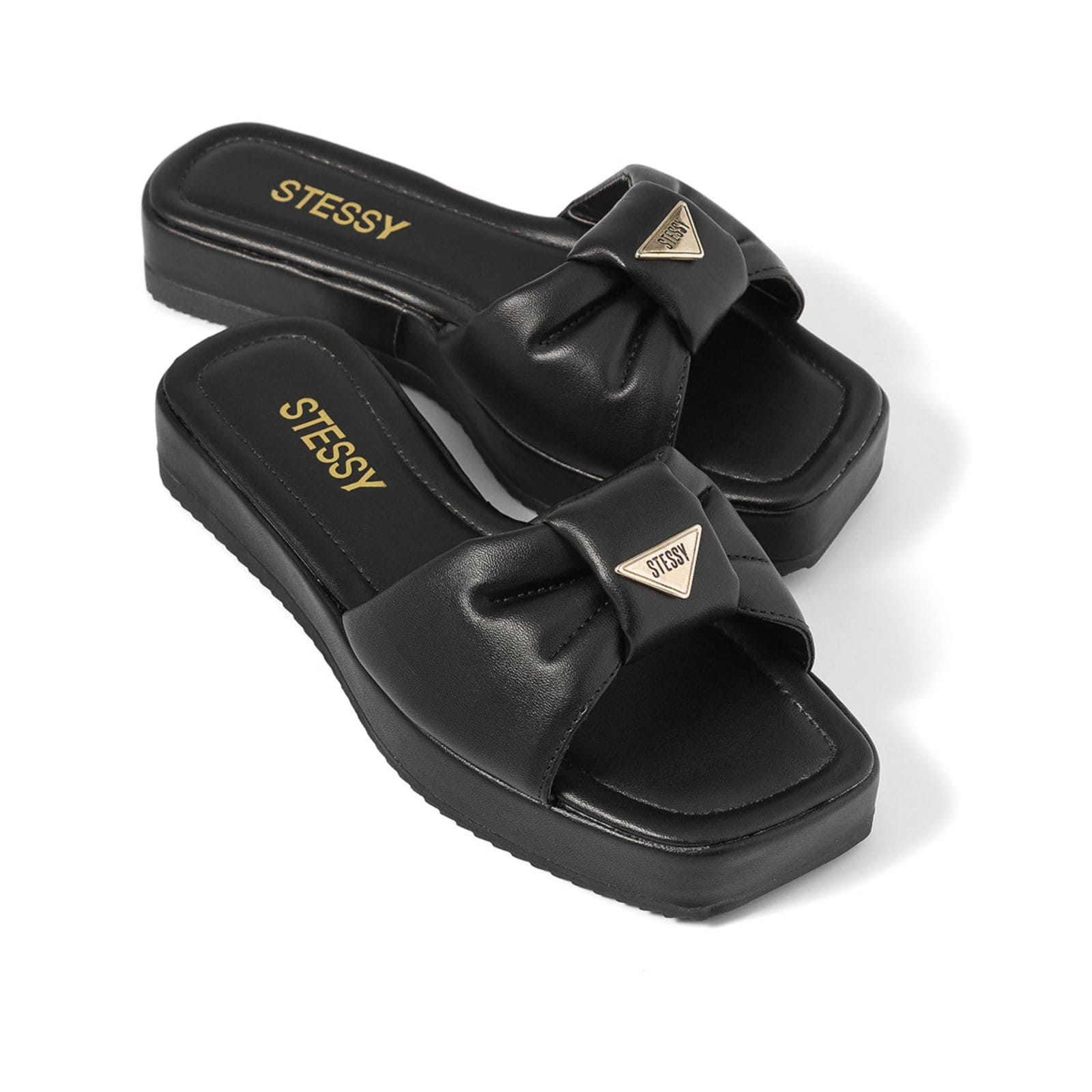 Vista 2 Sandália Tamanco Stessy Feminino Flatform Confortável Chinelo Juta Stessy Shoes preto