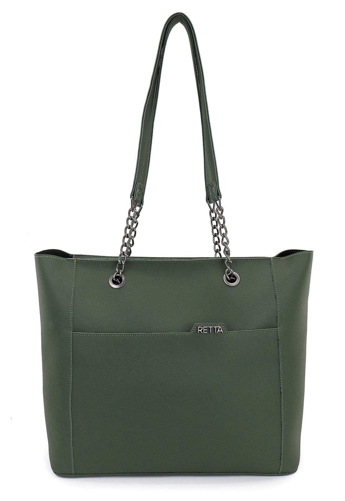 Vista 2 Bolsa Saco Grande Ombro e Mão Retta Oficial Verde Retta Oficial verde militar