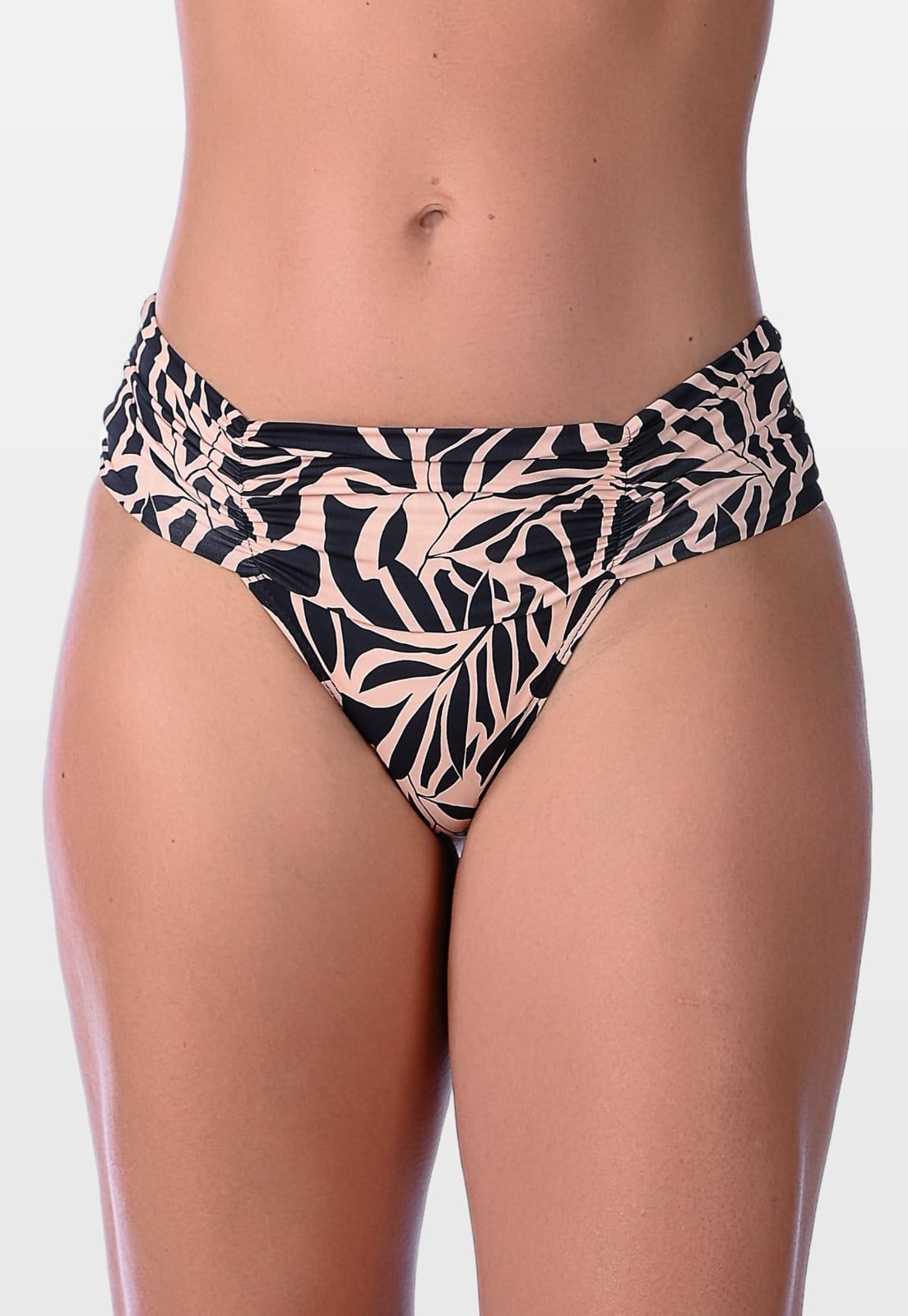 Calcinha Summer Soul Cintura Baixa Cós Largo Franzido Preto