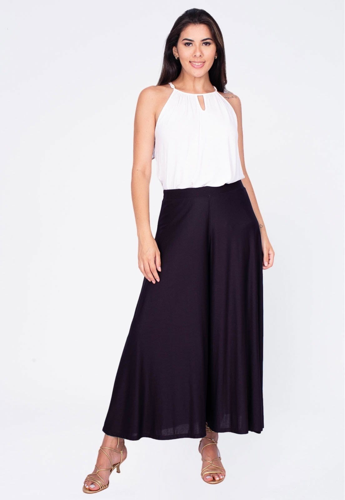 Vista 2 Calça Amazonia Vital Pantacourt Saia Malha Macaúba Preta Amazonia Vital preto